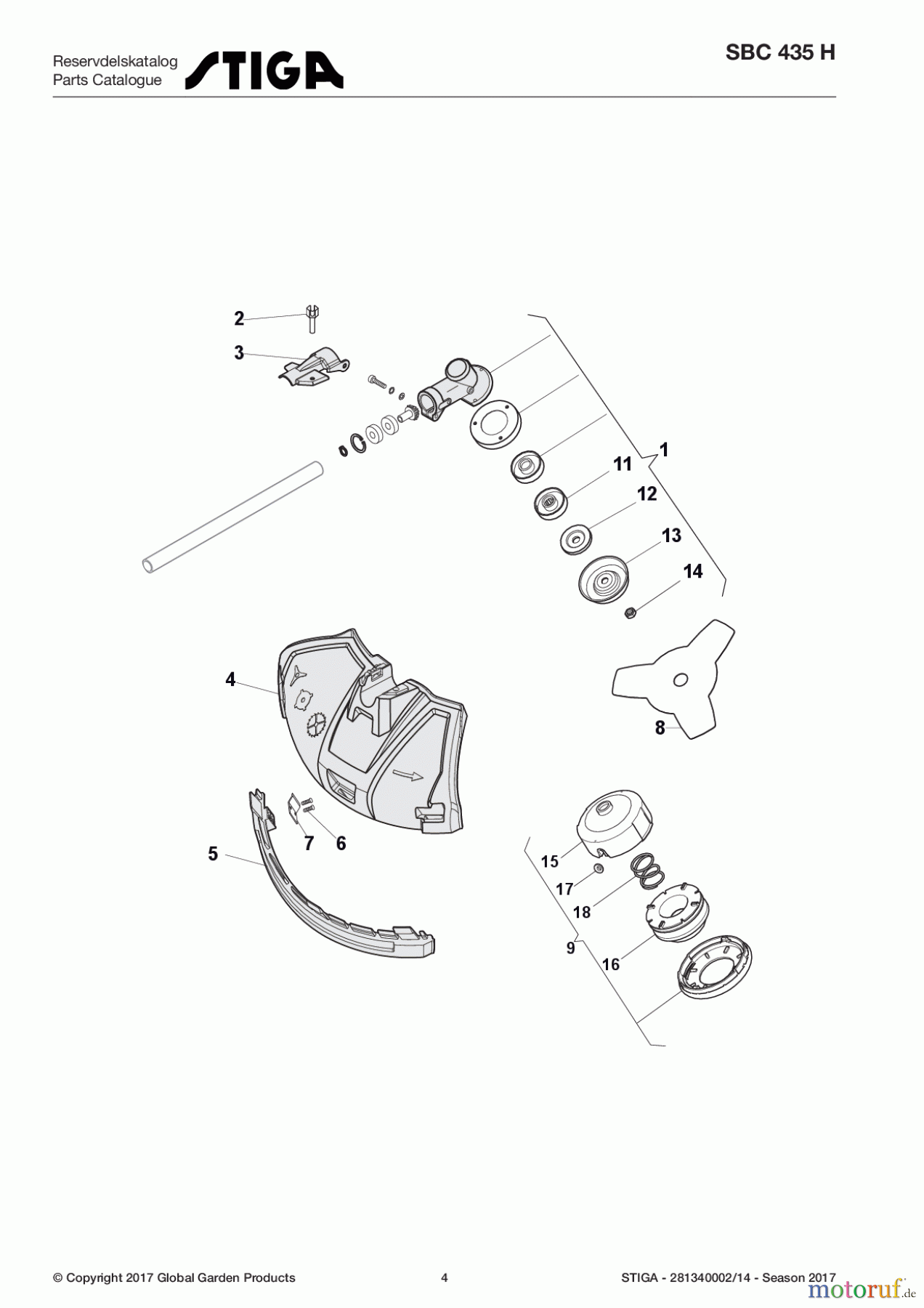  Stiga Motorsensen, Trimmer Baujahr 2017 Benzin 2017 SBC 435 H 281340002/14 - Season 2017 Gear case