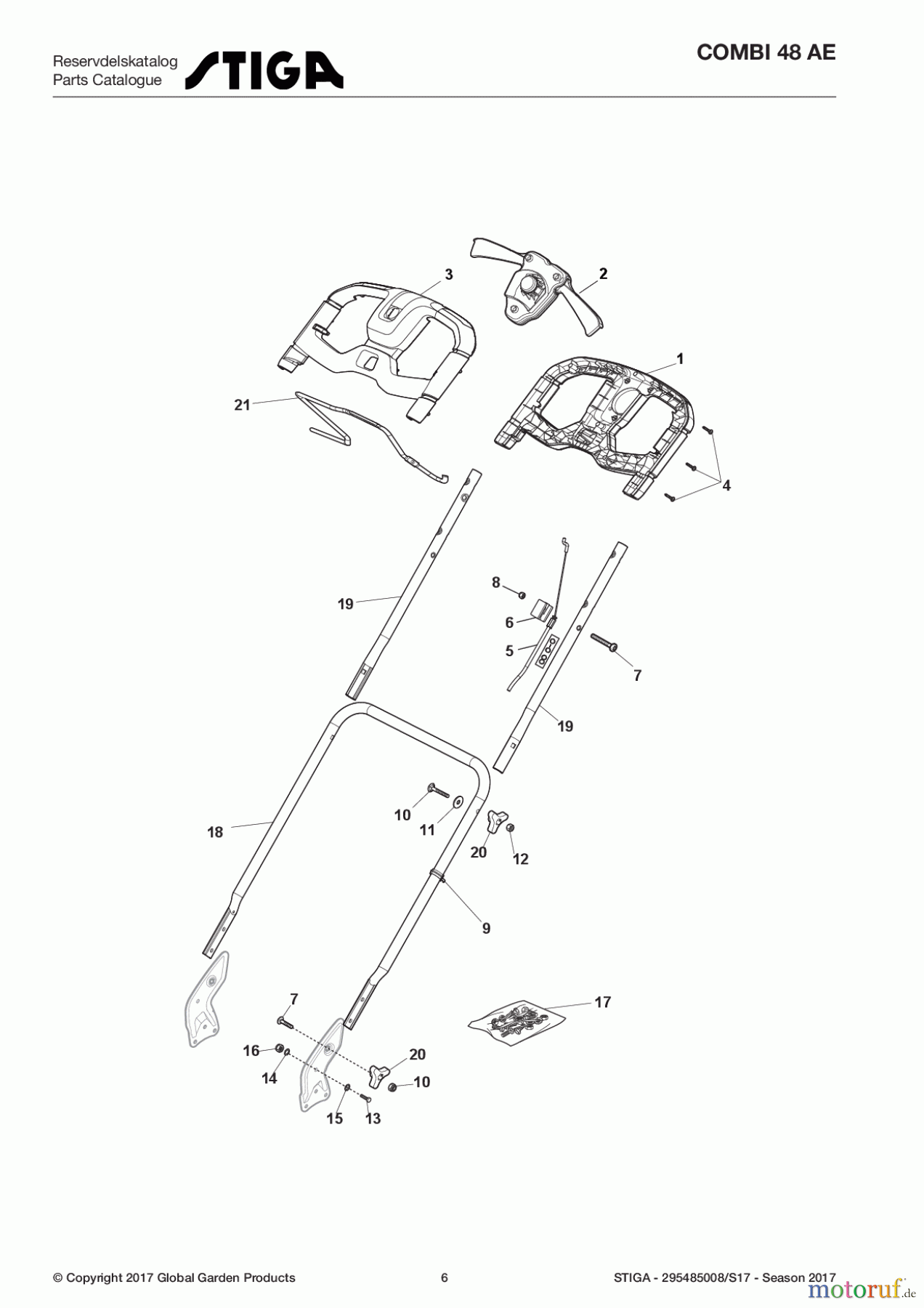  Stiga Rasenmäher Baujahr 2017 Akku 2017 COMBI 48 AE 295485008/S17 - Season 2017 Handle