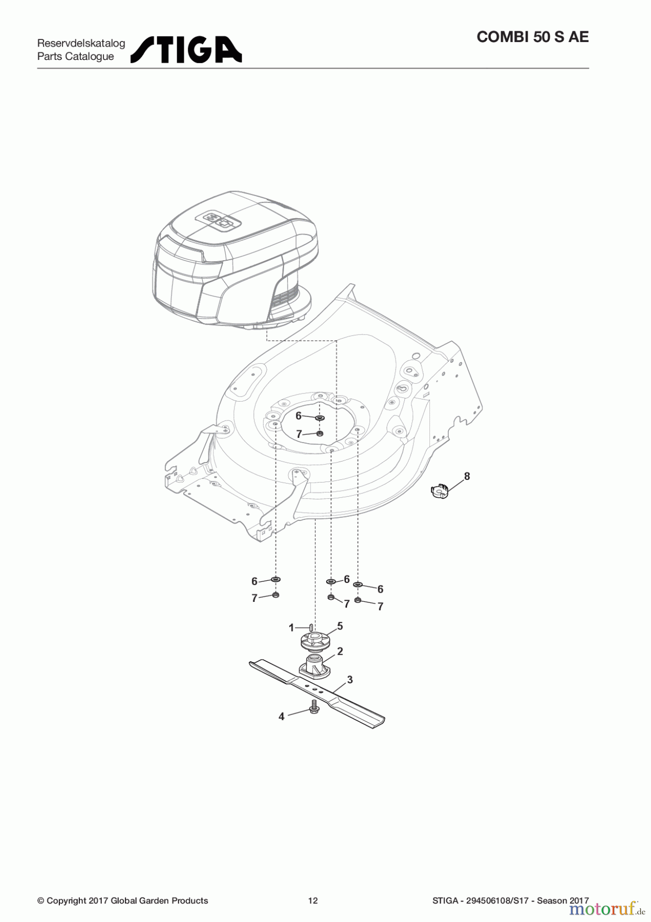  Stiga Rasenmäher Baujahr 2017 Akku 2017 COMBI 50 S AE 294506108/S17 - Season 2017 Blade