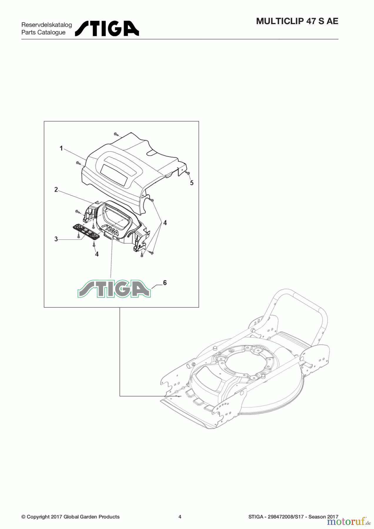  Stiga Rasenmäher Baujahr 2017 Akku 2017 MULTICLIP 47 S AE 298472008/S17 - Season 2017 Mask, Frontal Basic Version