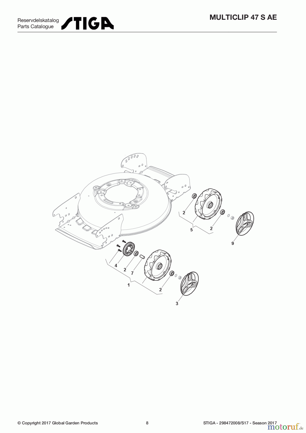  Stiga Rasenmäher Akku 2017 MULTICLIP 47 S AE 298472008/S17 - Season 2017 Wheels and Hub Caps