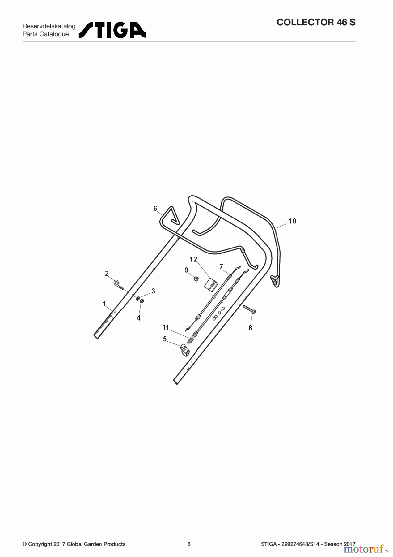  Stiga Rasenmäher Baujahr 2017 Benzin Mit Antrieb 2017 COLLECTOR 46 S 299274648/S14 - Season 2017 Handle, Upper Part