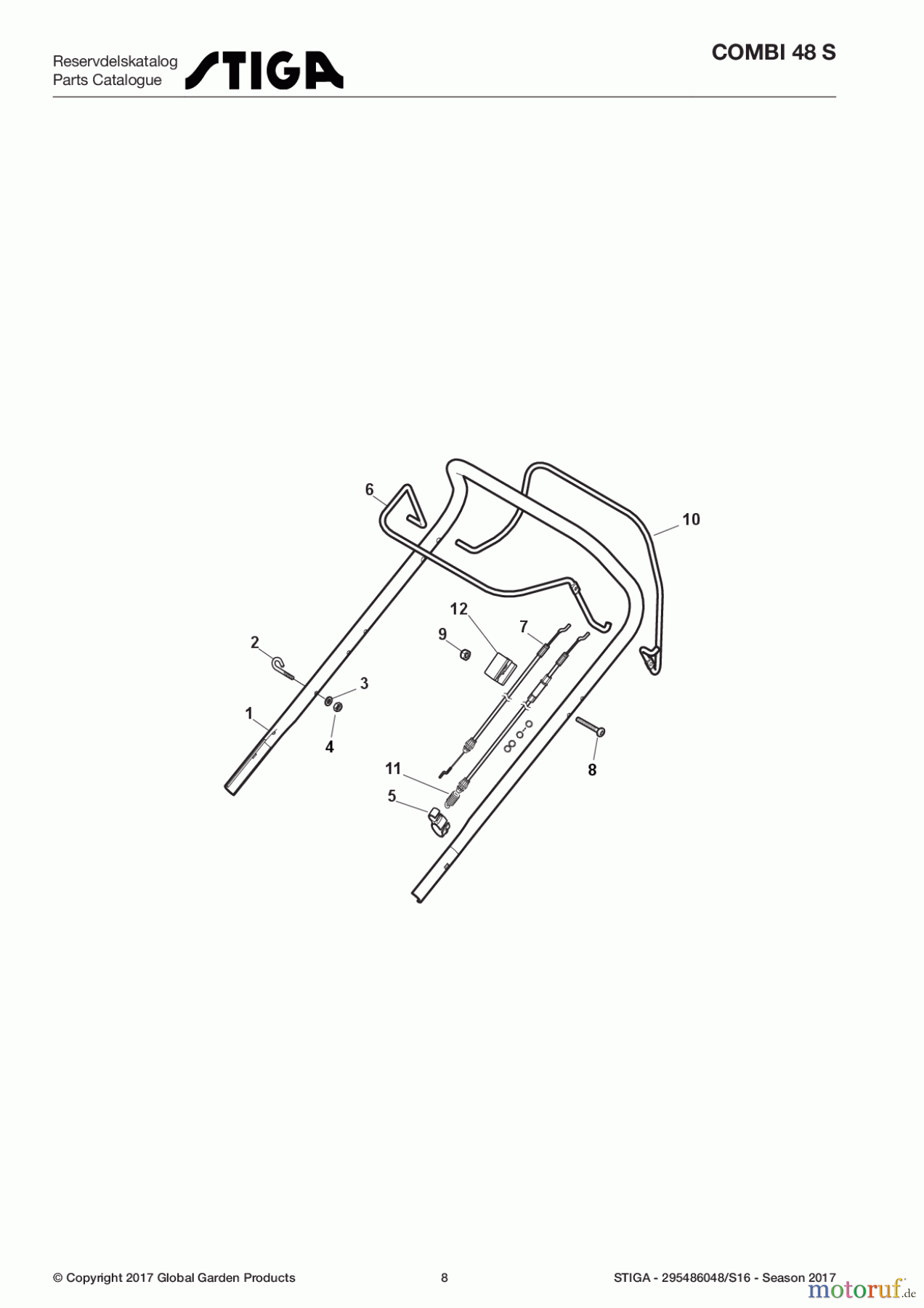  Stiga Rasenmäher Baujahr 2017 Benzin Mit Antrieb 2017 COMBI 48 S 295486048/S16 - Season 2017 Handle, Upper Part