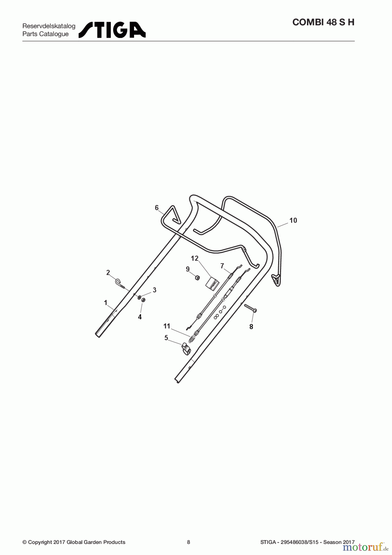  Stiga Rasenmäher Baujahr 2017 Benzin Mit Antrieb 2017 COMBI 48 S H 295486038/S15 - Season 2017 Handle, Upper Part