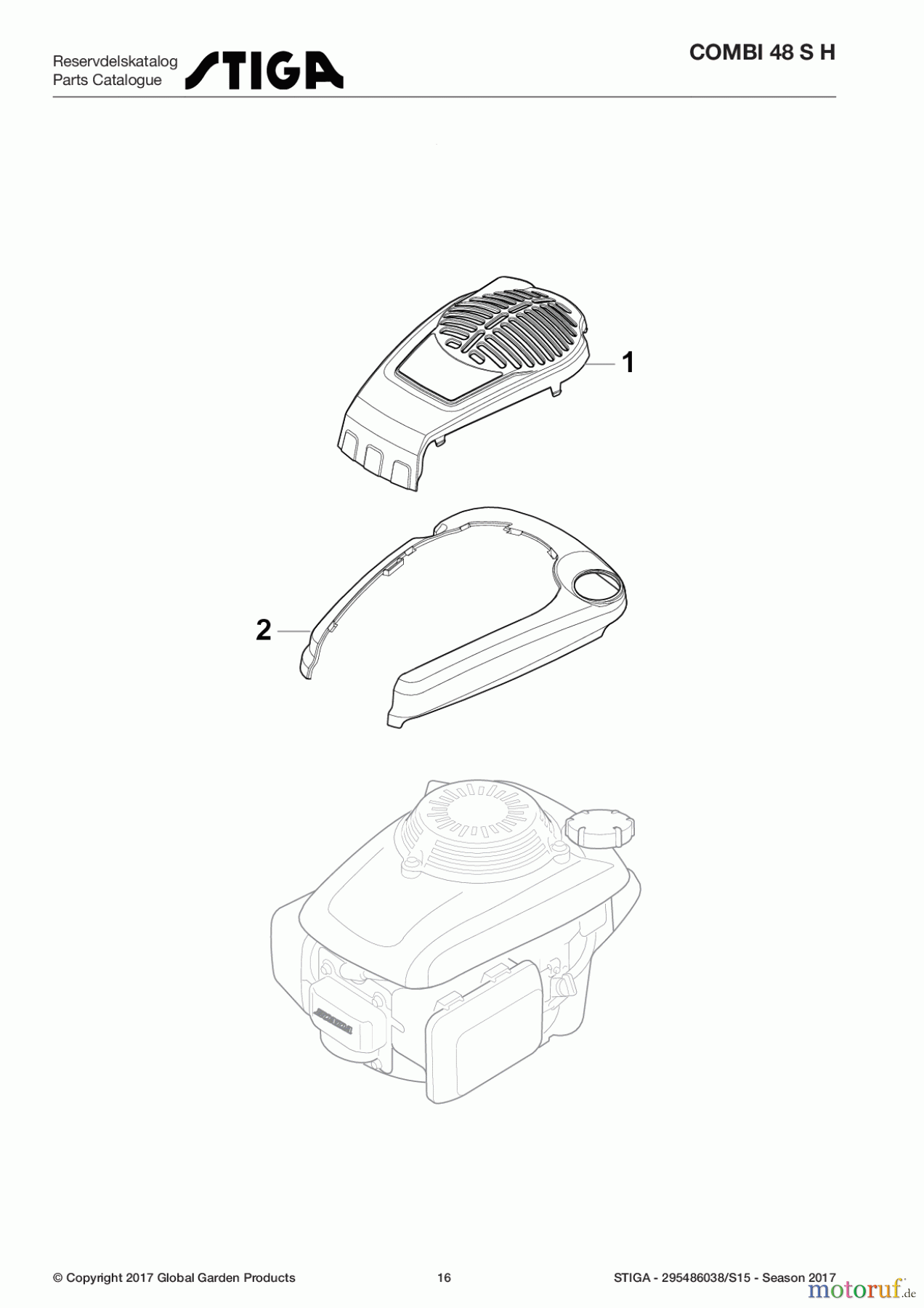  Stiga Rasenmäher Benzin Mit Antrieb 2017 COMBI 48 S H 295486038/S15 - Season 2017 Honda Engine Cover