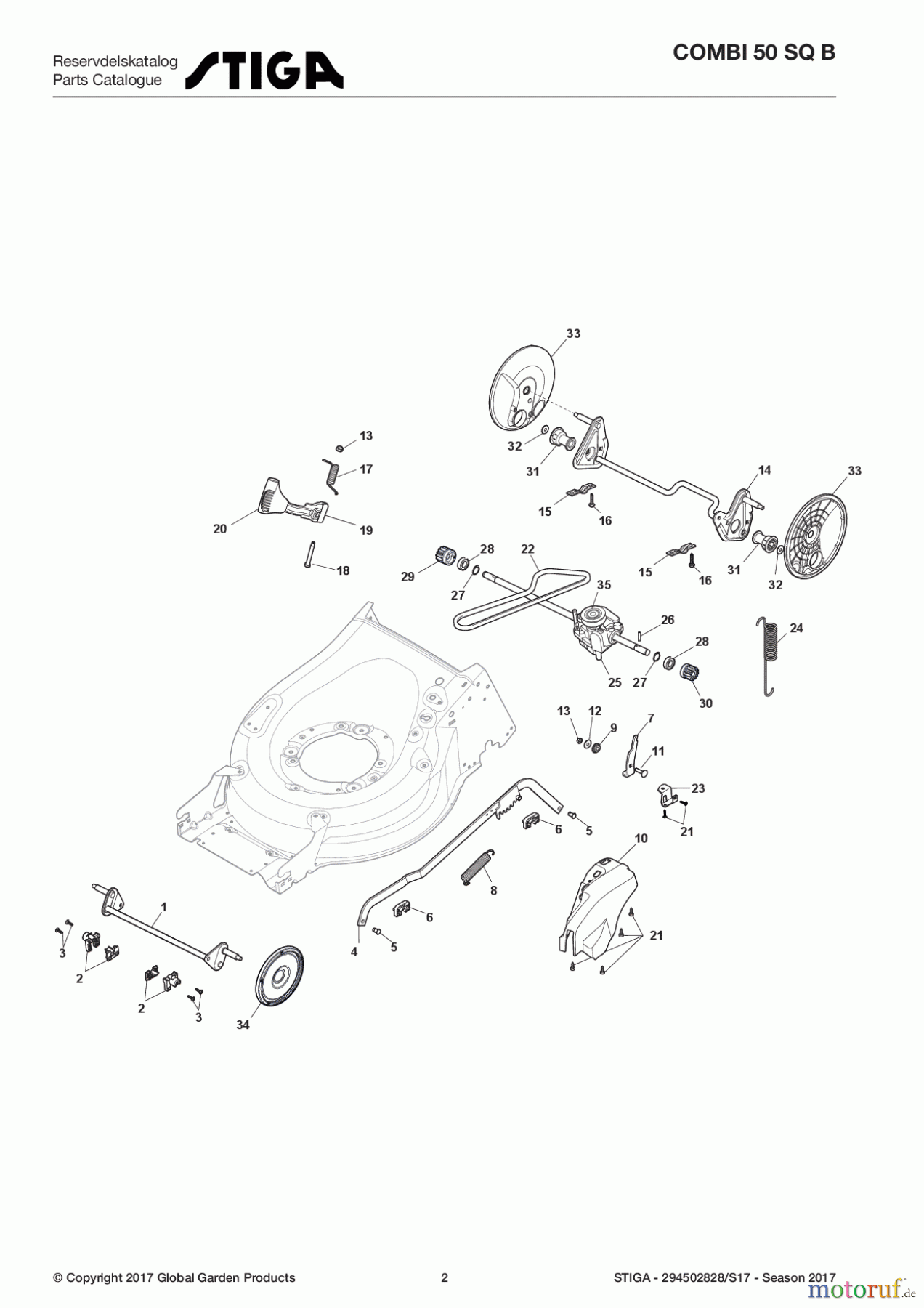  Stiga Rasenmäher Baujahr 2017 Benzin Mit Antrieb 2017 COMBI 50 SQ B 294502828/S17 - Season 2017 Deck And Height Adjusting