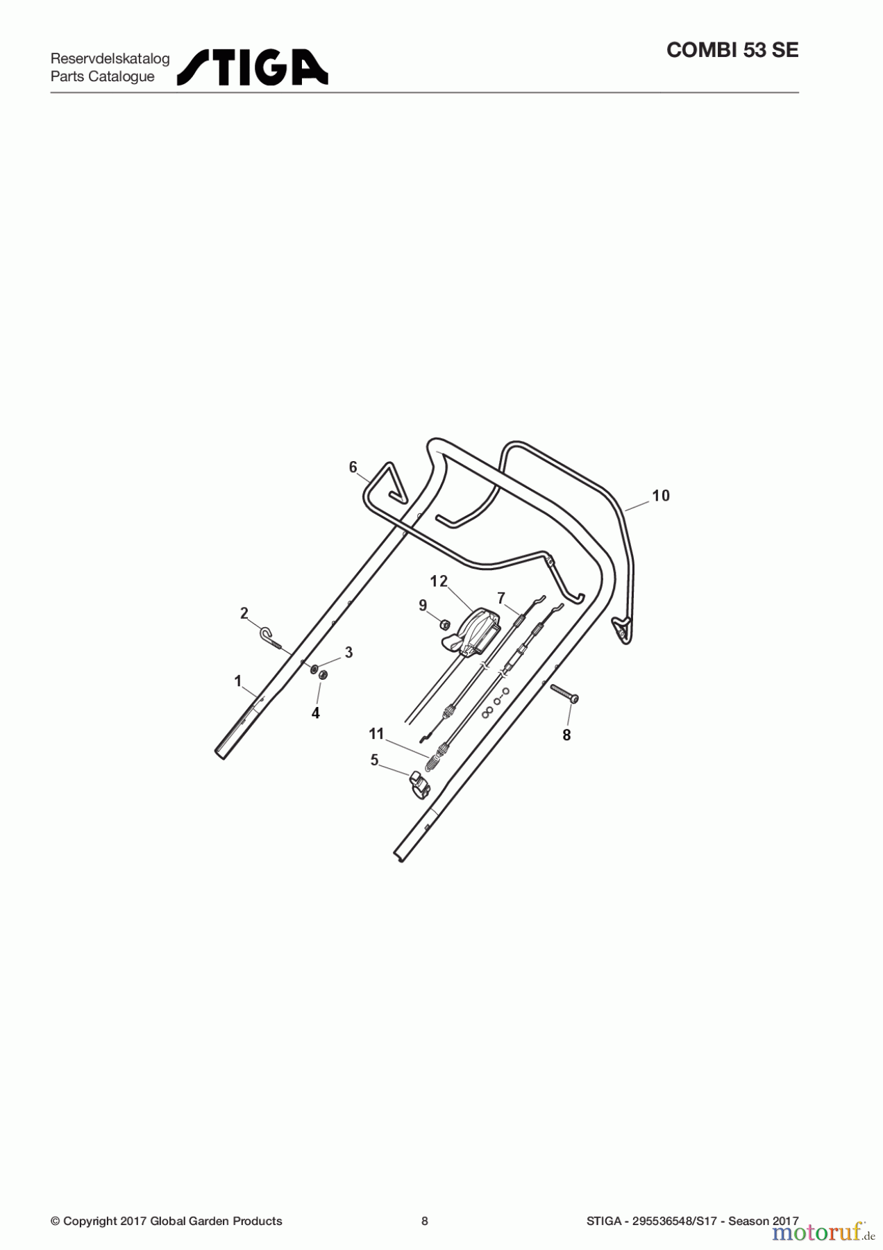  Stiga Rasenmäher Benzin Mit Antrieb 2017 COMBI 53 SE 295536548/S17 - Season 2017 Handle, Upper Part