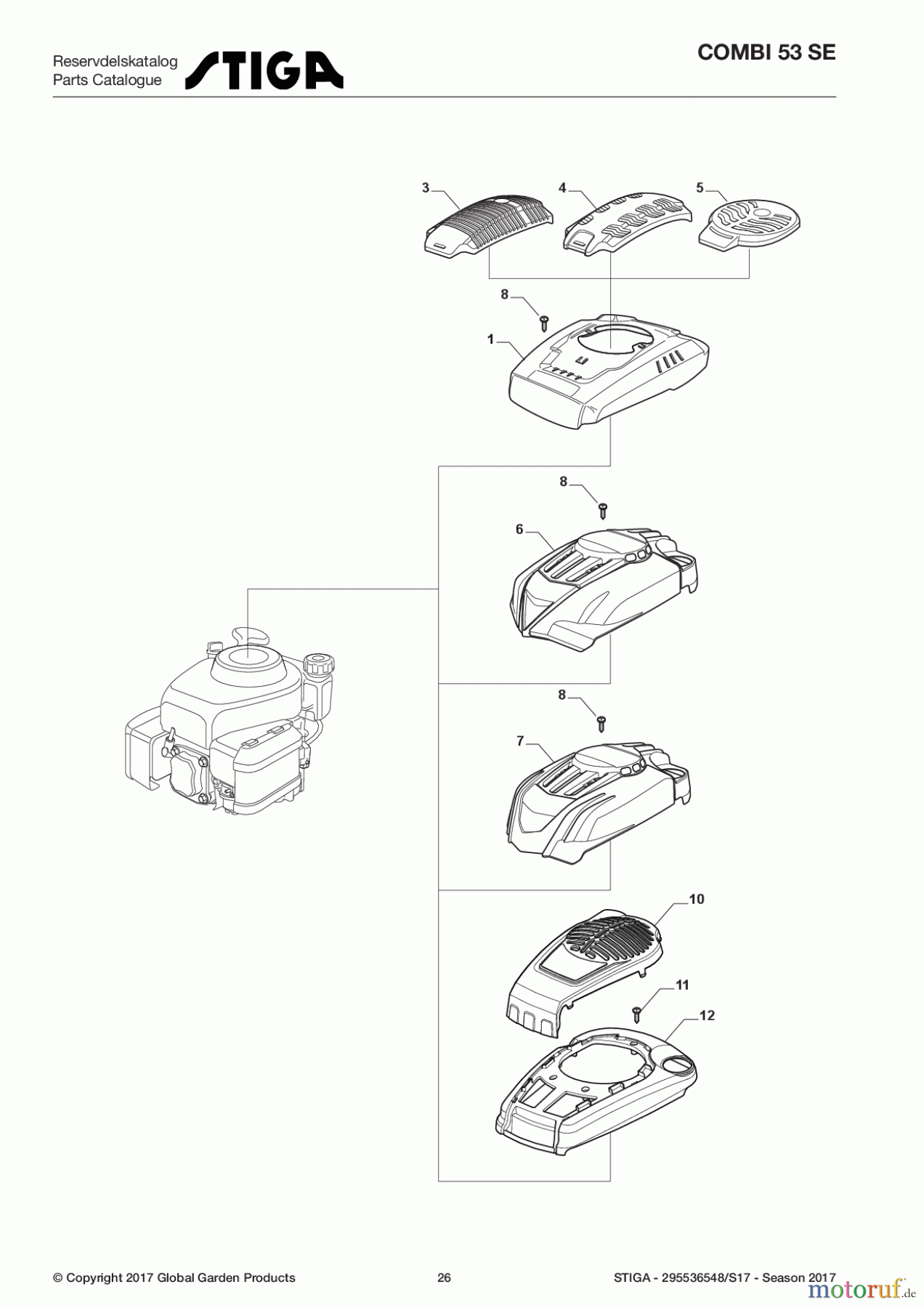  Stiga Rasenmäher Baujahr 2017 Benzin Mit Antrieb 2017 COMBI 53 SE 295536548/S17 - Season 2017 Engine Cover