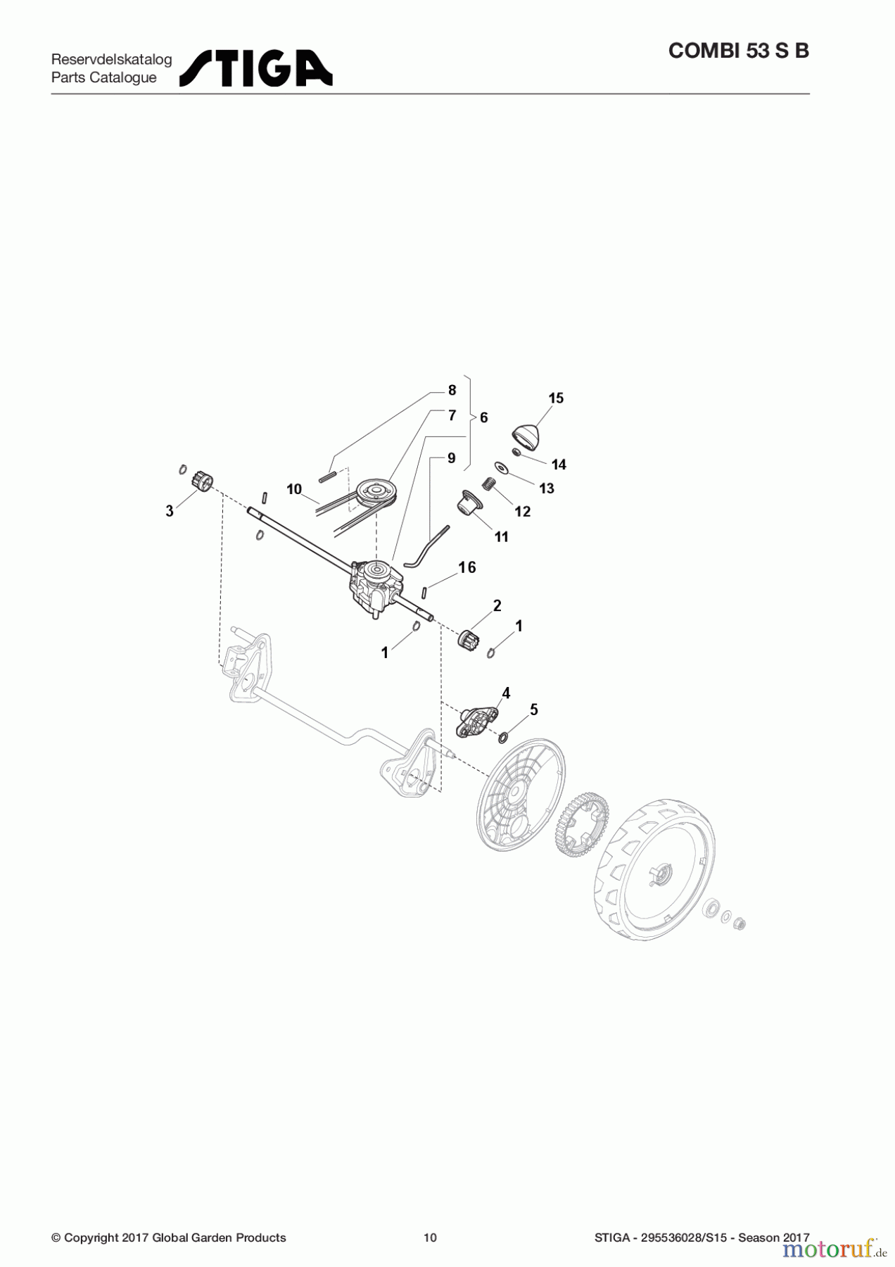  Stiga Rasenmäher Baujahr 2017 Benzin Mit Antrieb 2017 COMBI 53 S B 295536028/S15 - Season 2017 Transmission