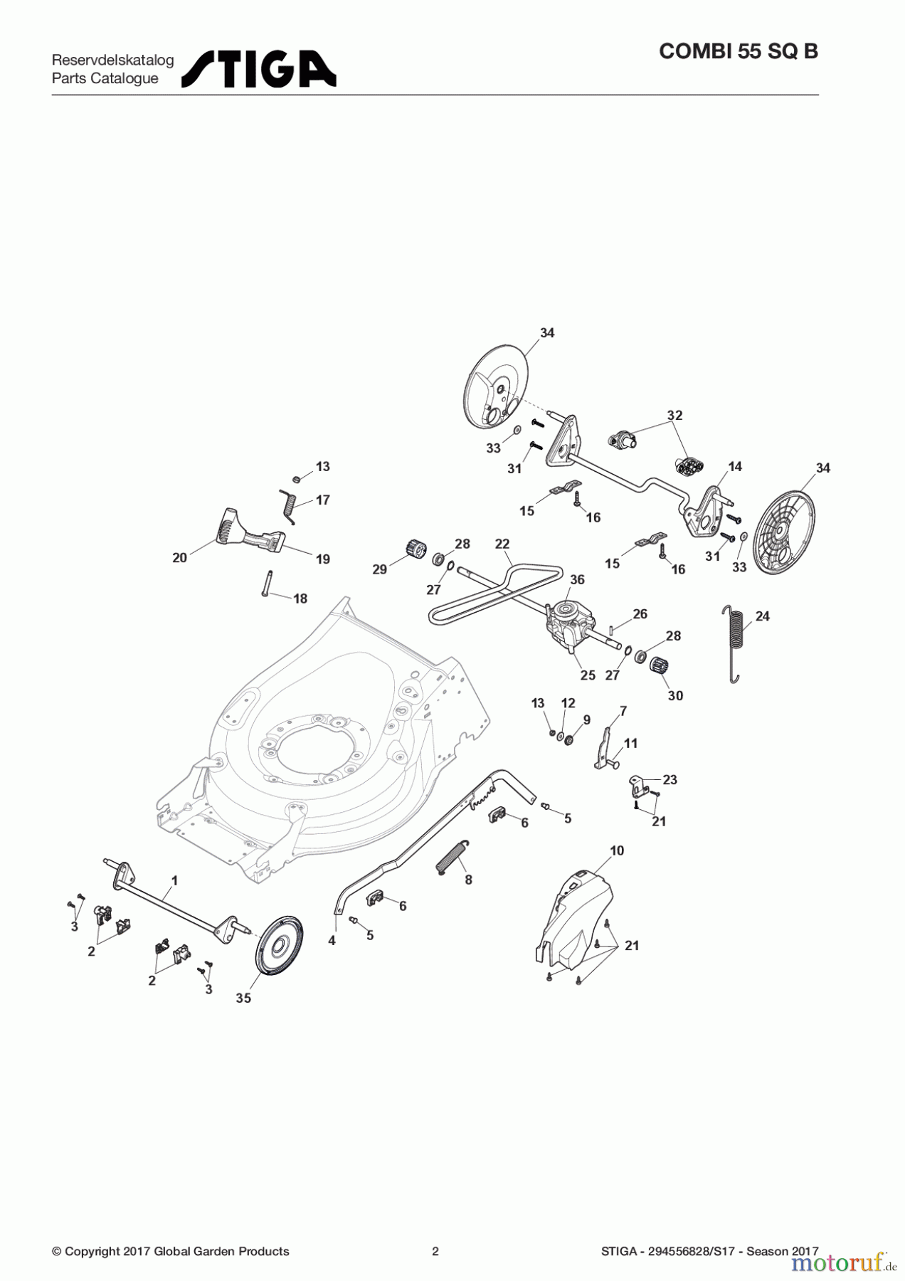  Stiga Rasenmäher Benzin Mit Antrieb 2017 COMBI 55 SQ B 294556828/S17 - Season 2017 Deck And Height Adjusting