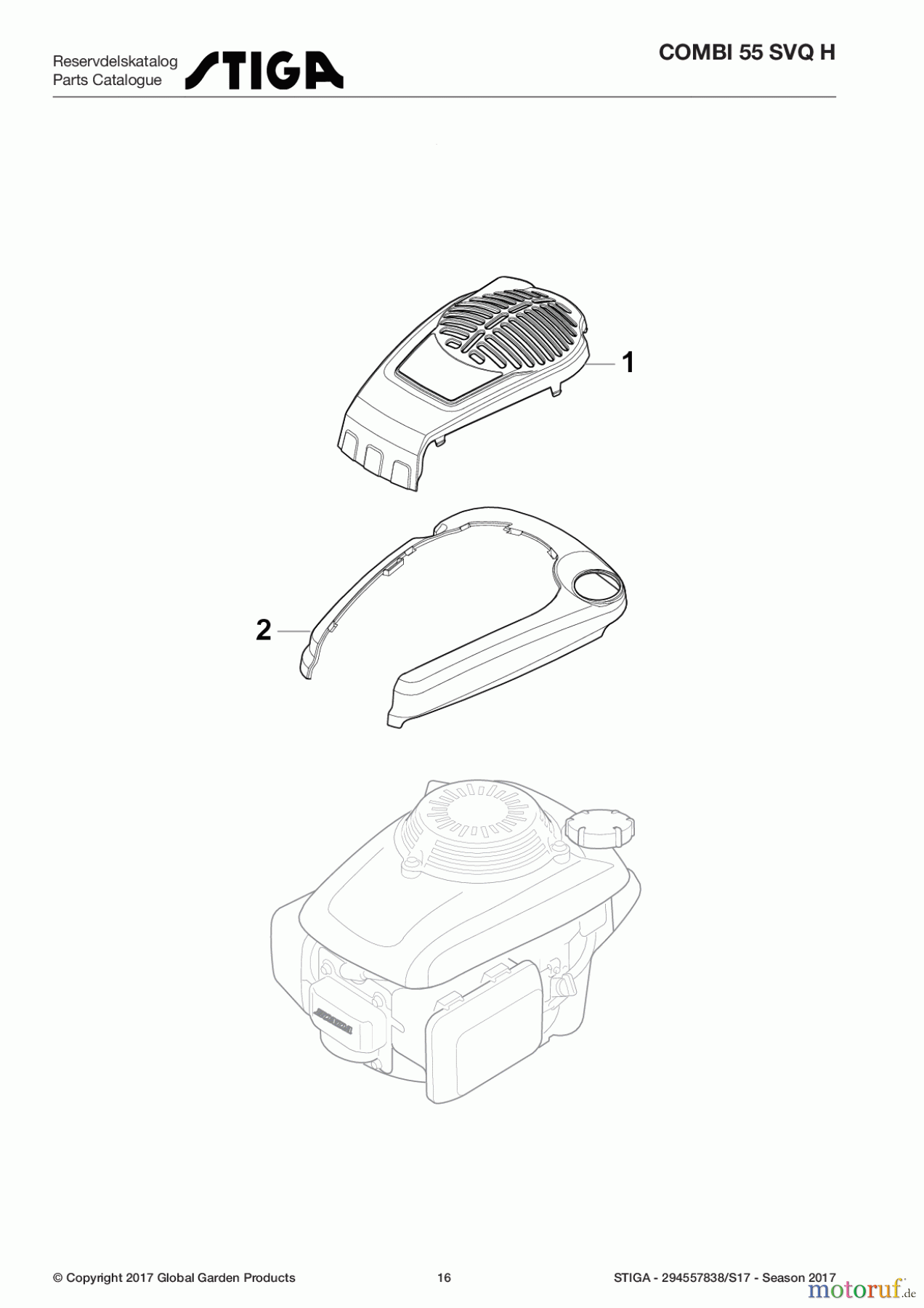  Stiga Rasenmäher Benzin Mit Antrieb 2017 COMBI 55 SVQ H 294557838/S17 - Season 2017 Honda Engine Cover