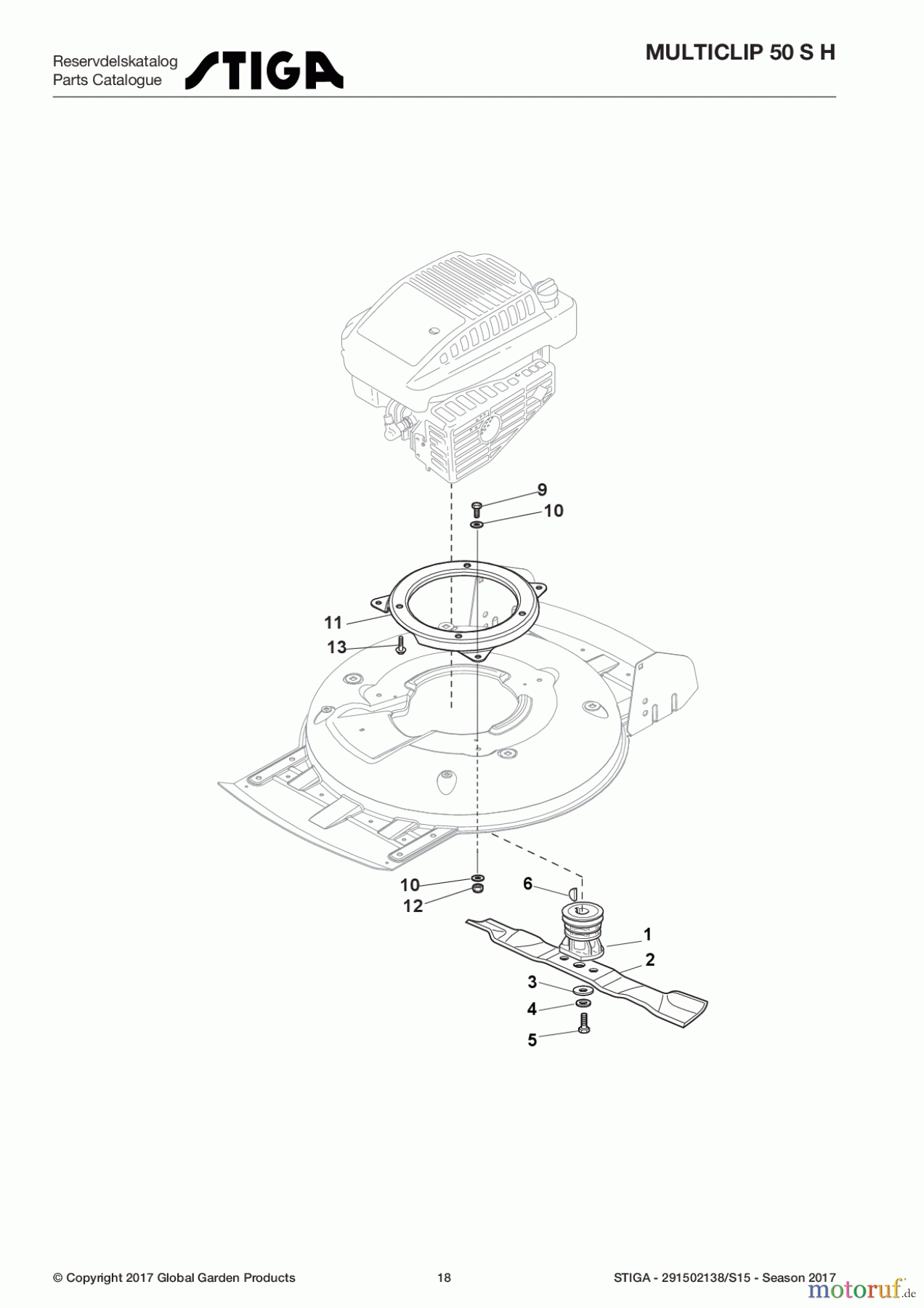  Stiga Rasenmäher Baujahr 2017 Benzin Mit Antrieb 2017 MULTICLIP 50 S H 291502138/S15 - Season 2017 Blade