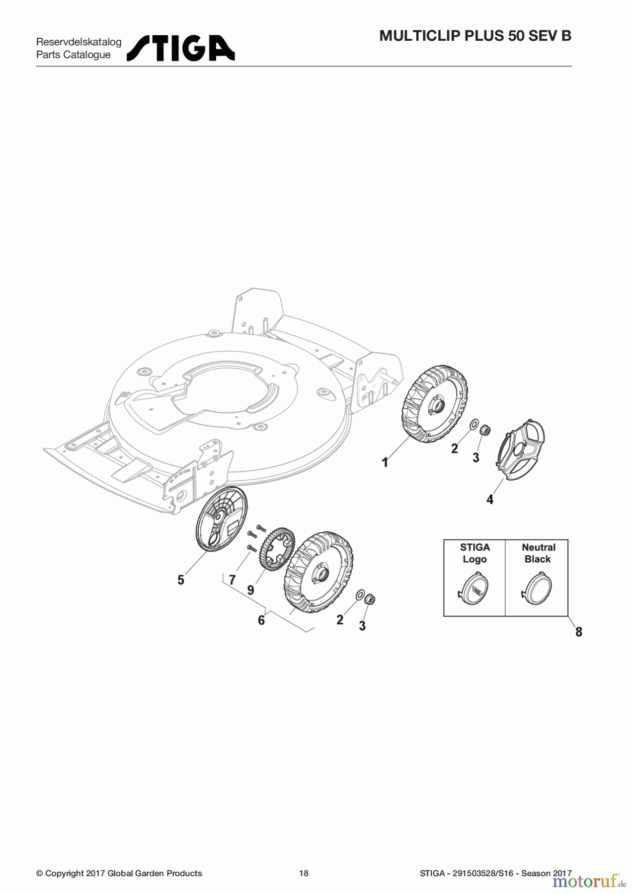  Stiga Rasenmäher Baujahr 2017 Benzin Mit Antrieb 2017 MULTICLIP PLUS 50 SEV B 291503528/S16 - Season 2017 Wheel and Hub Cap