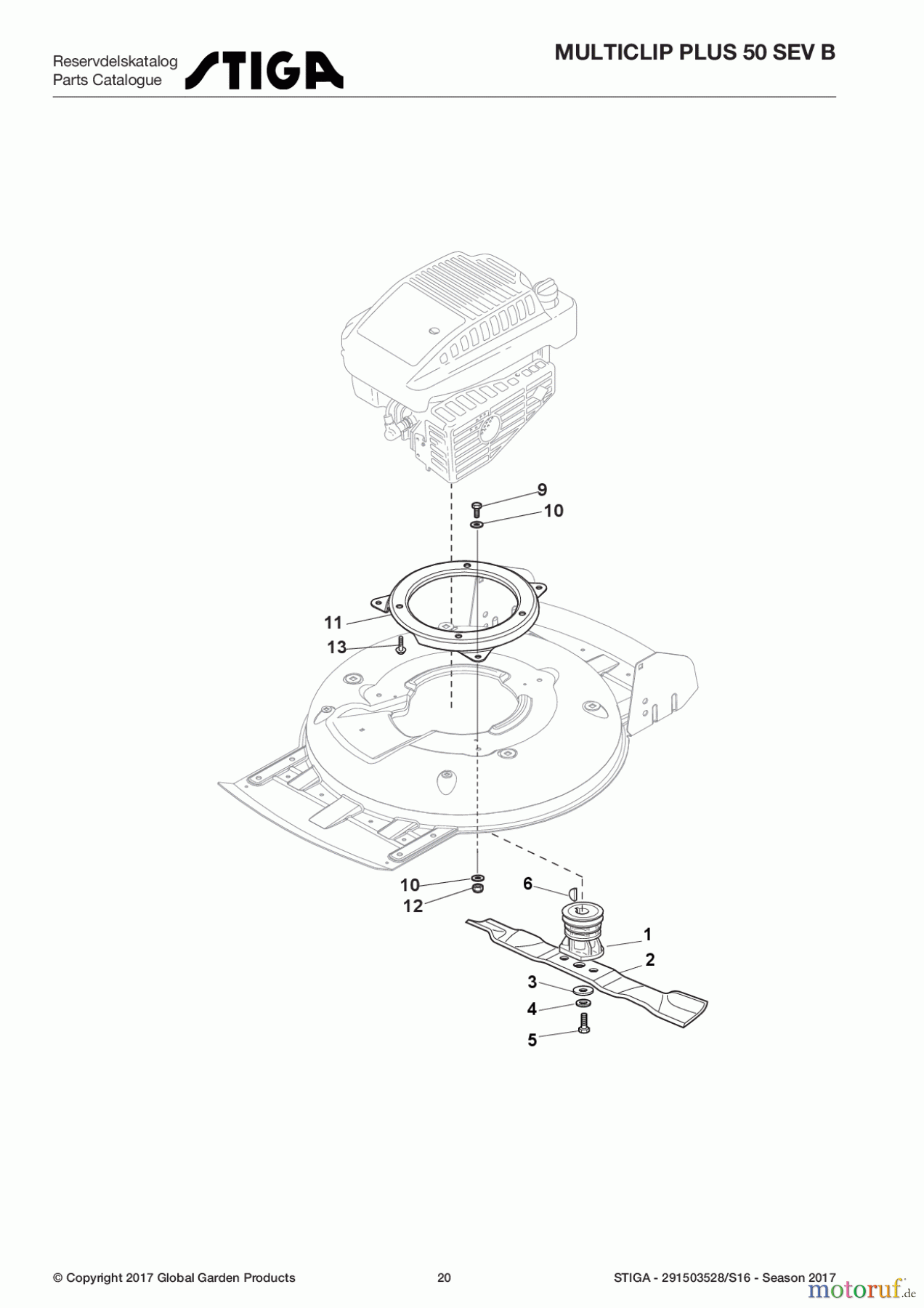  Stiga Rasenmäher Baujahr 2017 Benzin Mit Antrieb 2017 MULTICLIP PLUS 50 SEV B 291503528/S16 - Season 2017 Blade