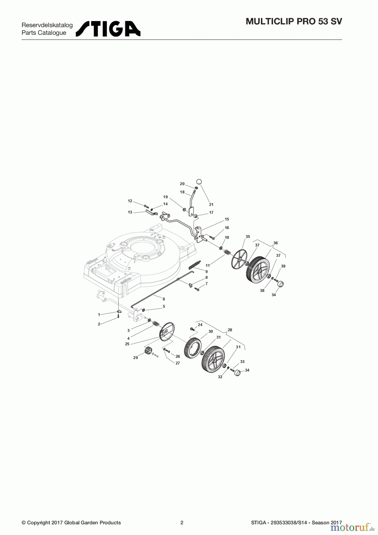  Stiga Rasenmäher Benzin Mit Antrieb 2017 MULTICLIP PRO 53 SV 293533038/S14 - Season 2017 Wheel and Hub Cap