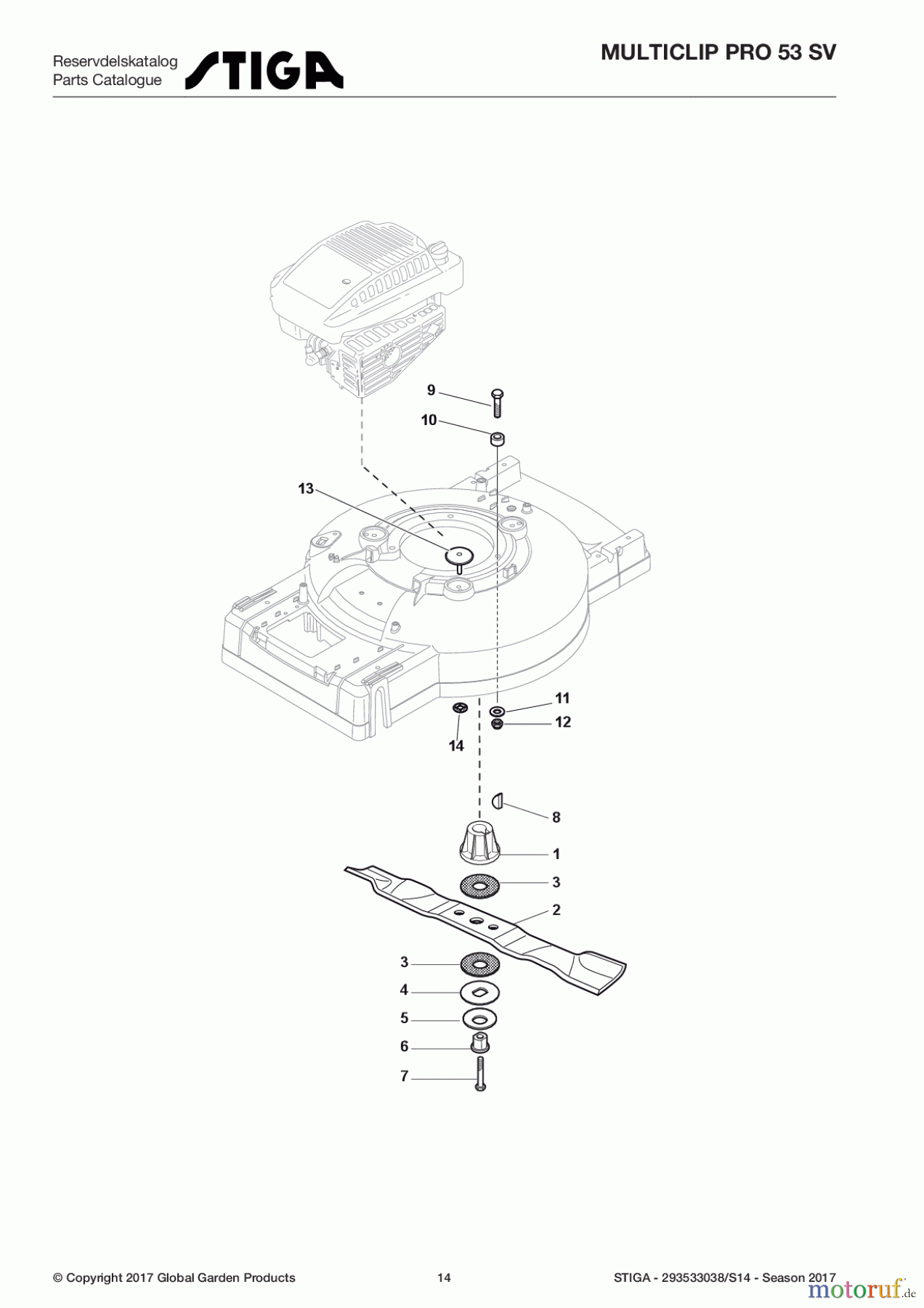  Stiga Rasenmäher Benzin Mit Antrieb 2017 MULTICLIP PRO 53 SV 293533038/S14 - Season 2017 Blade