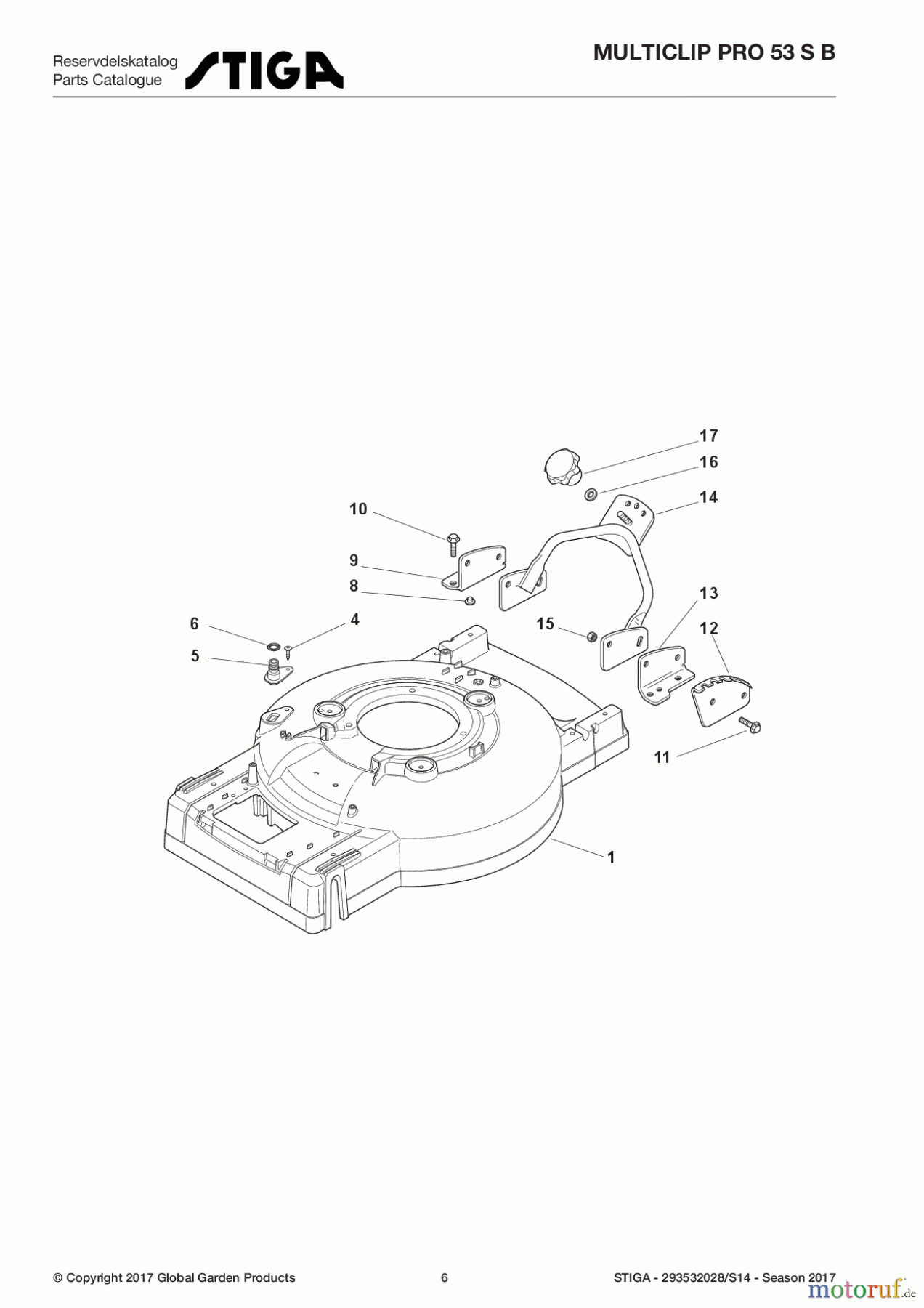  Stiga Rasenmäher Baujahr 2017 Benzin Mit Antrieb 2017 MULTICLIP PRO 53 S B 293532028/S14 - Season 2017 Deck/Handle, Lower Part