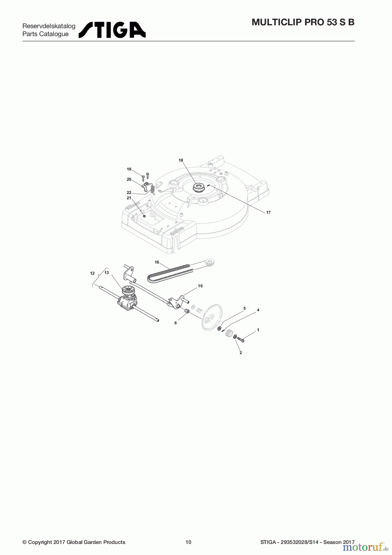  Stiga Rasenmäher Baujahr 2017 Benzin Mit Antrieb 2017 MULTICLIP PRO 53 S B 293532028/S14 - Season 2017 Transmission