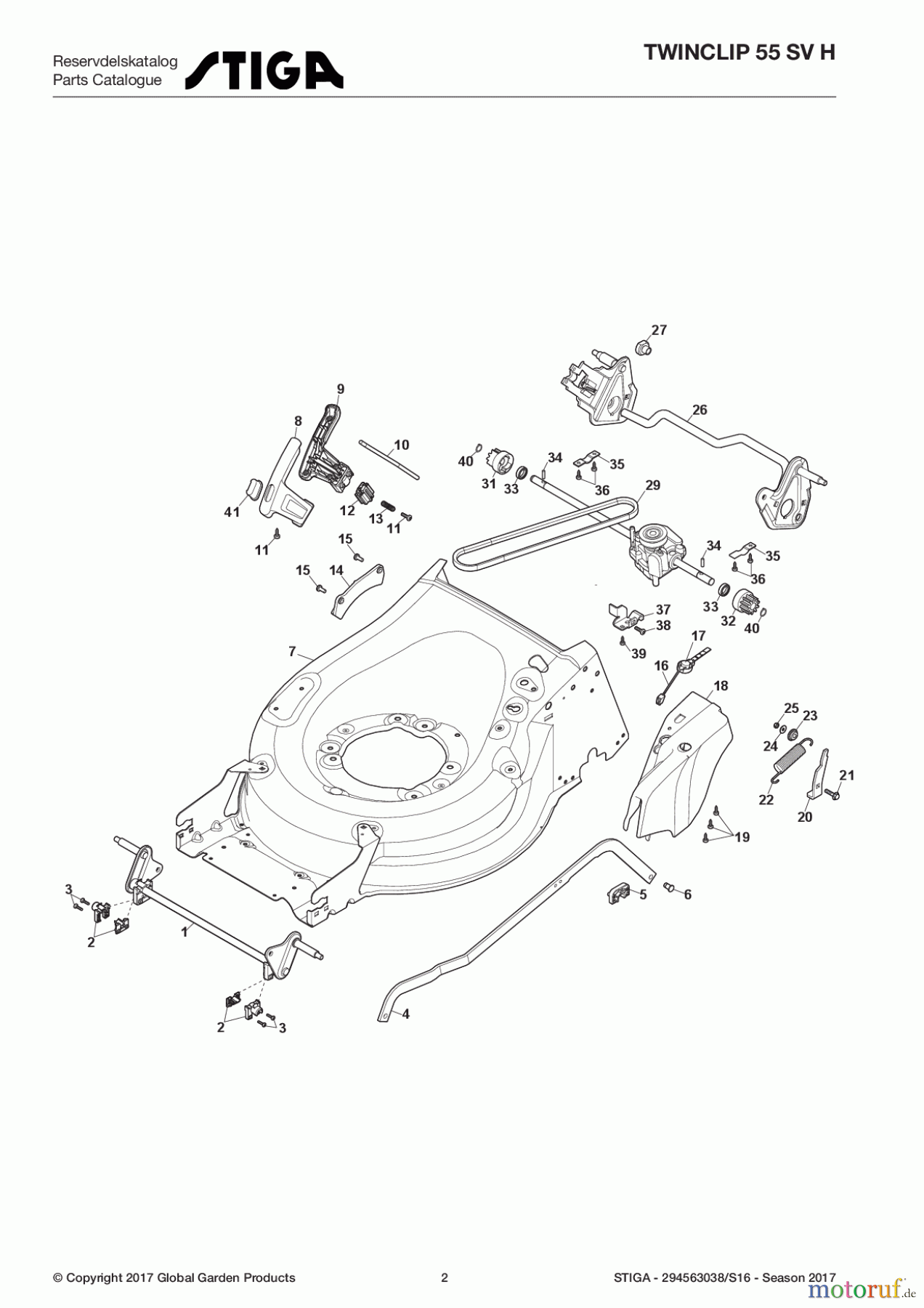  Stiga Rasenmäher Benzin Mit Antrieb 2017 TWINCLIP 55 SV H 294563038/S16 - Season 2017 Deck And Height Adjusting