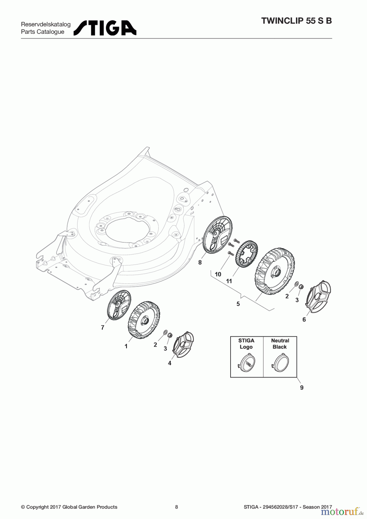  Stiga Rasenmäher Baujahr 2017 Benzin Mit Antrieb 2017 TWINCLIP 55 S B 294562028/S17 - Season 2017 Wheel and Hub Cap