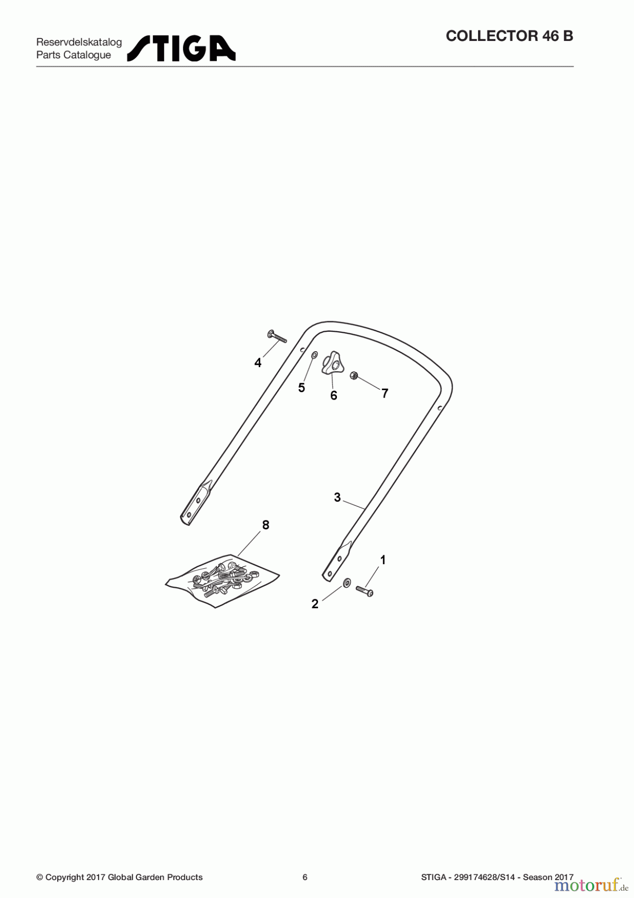 Stiga Rasenmäher Baujahr 2017 Benzin Ohne Antrieb 2017 COLLECTOR 46 B 299174628/S14 - Season 2017 Handle, Lower Part