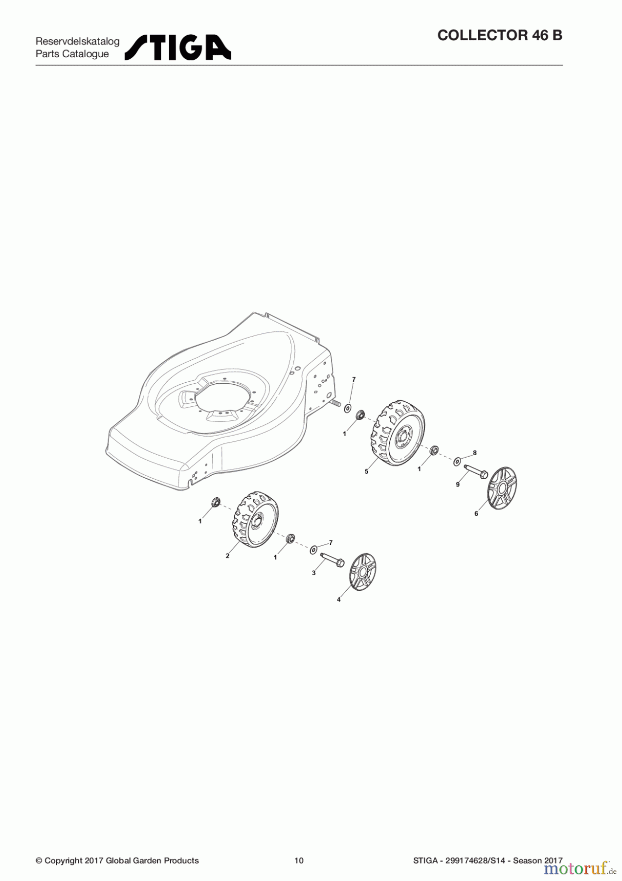  Stiga Rasenmäher Baujahr 2017 Benzin Ohne Antrieb 2017 COLLECTOR 46 B 299174628/S14 - Season 2017 Wheels and Hub Caps