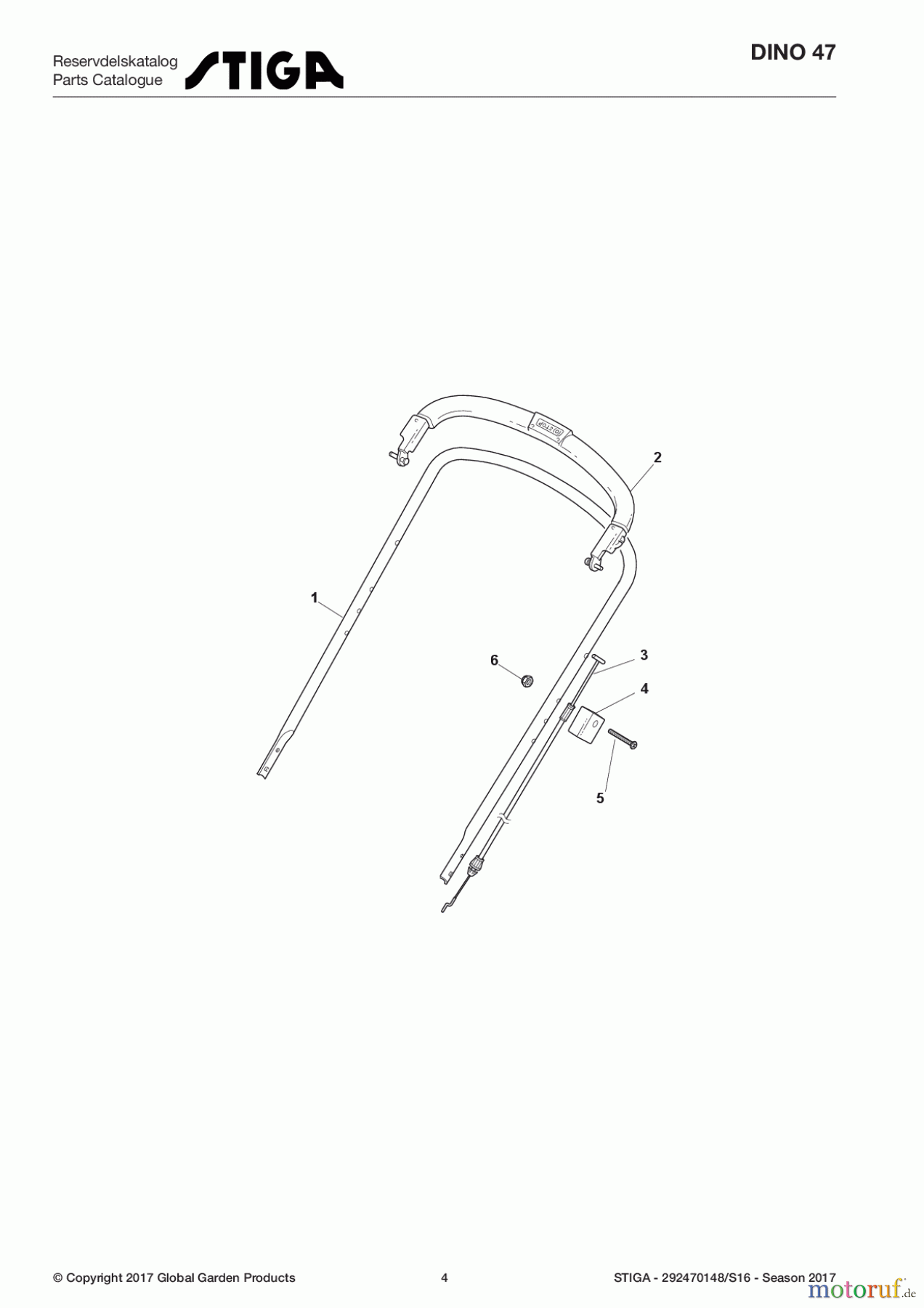  Stiga Rasenmäher Baujahr 2017 Benzin Ohne Antrieb 2017 DINO 47 292470148/S16 - Season 2017 Handle, Upper Part