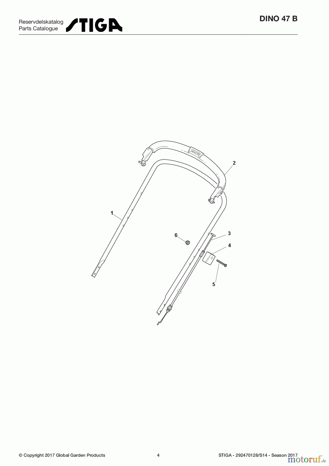  Stiga Rasenmäher Baujahr 2017 Benzin Ohne Antrieb 2017 DINO 47 B 292470128/S14 - Season 2017 Handle, Upper Part