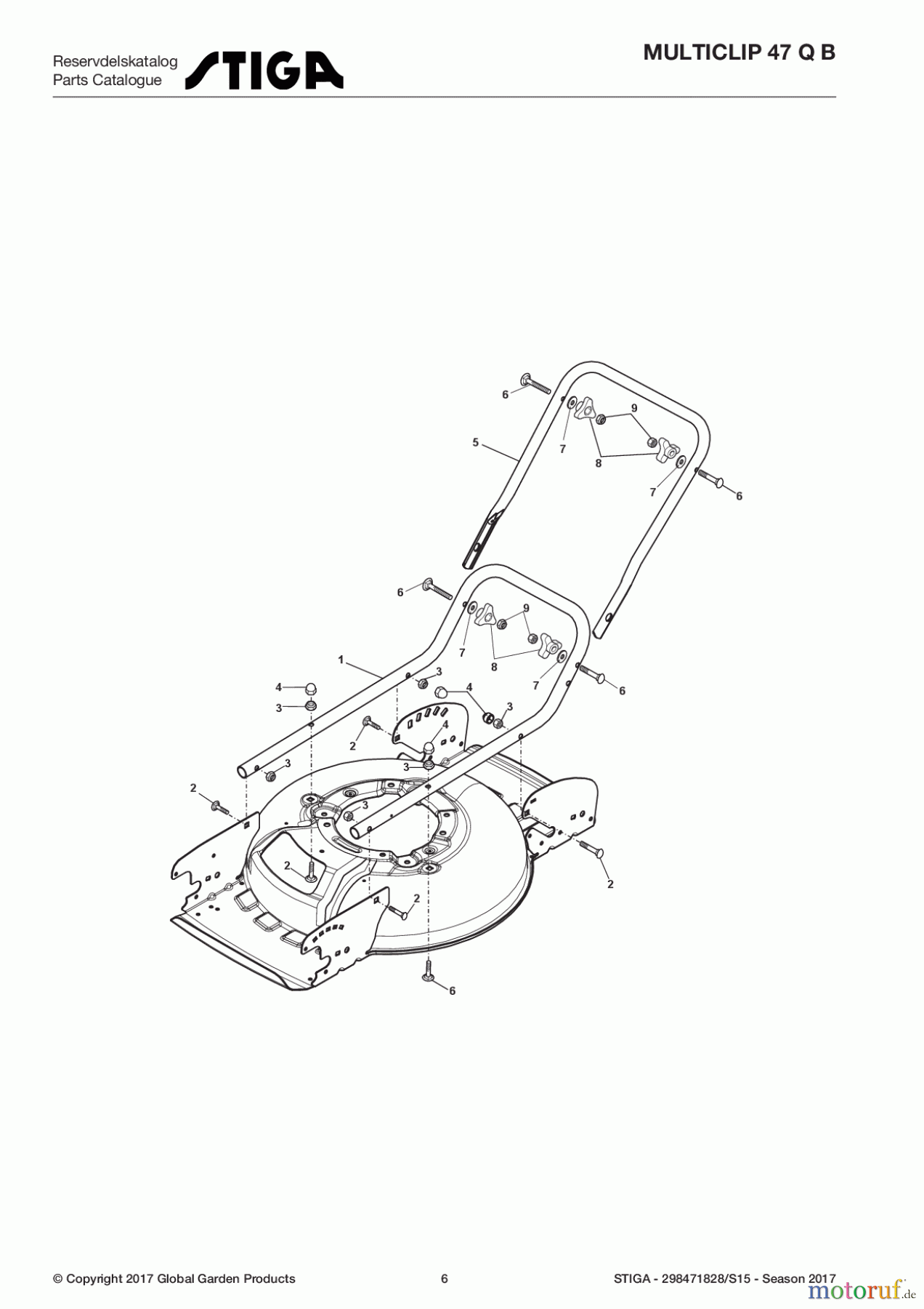  Stiga Rasenmäher Baujahr 2017 Benzin Ohne Antrieb 2017 MULTICLIP 47 Q B 298471828/S15 - Season 2017 Handle, Lower Part