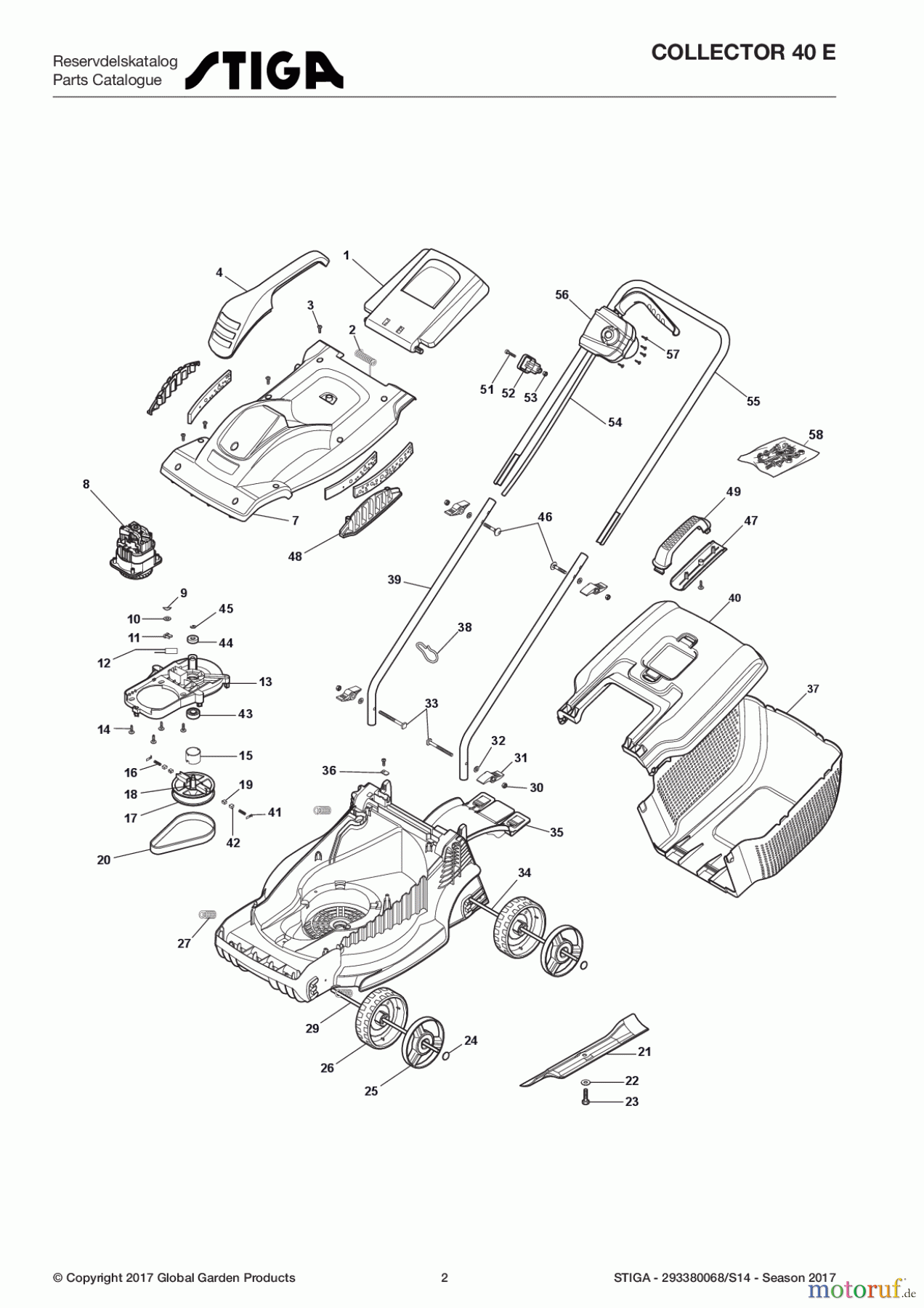  Stiga Rasenmäher Elektro ohne Antrieb 2017 COLLECTOR 40 E 293380068/S14 - Season 2017 Electric Walkbehind