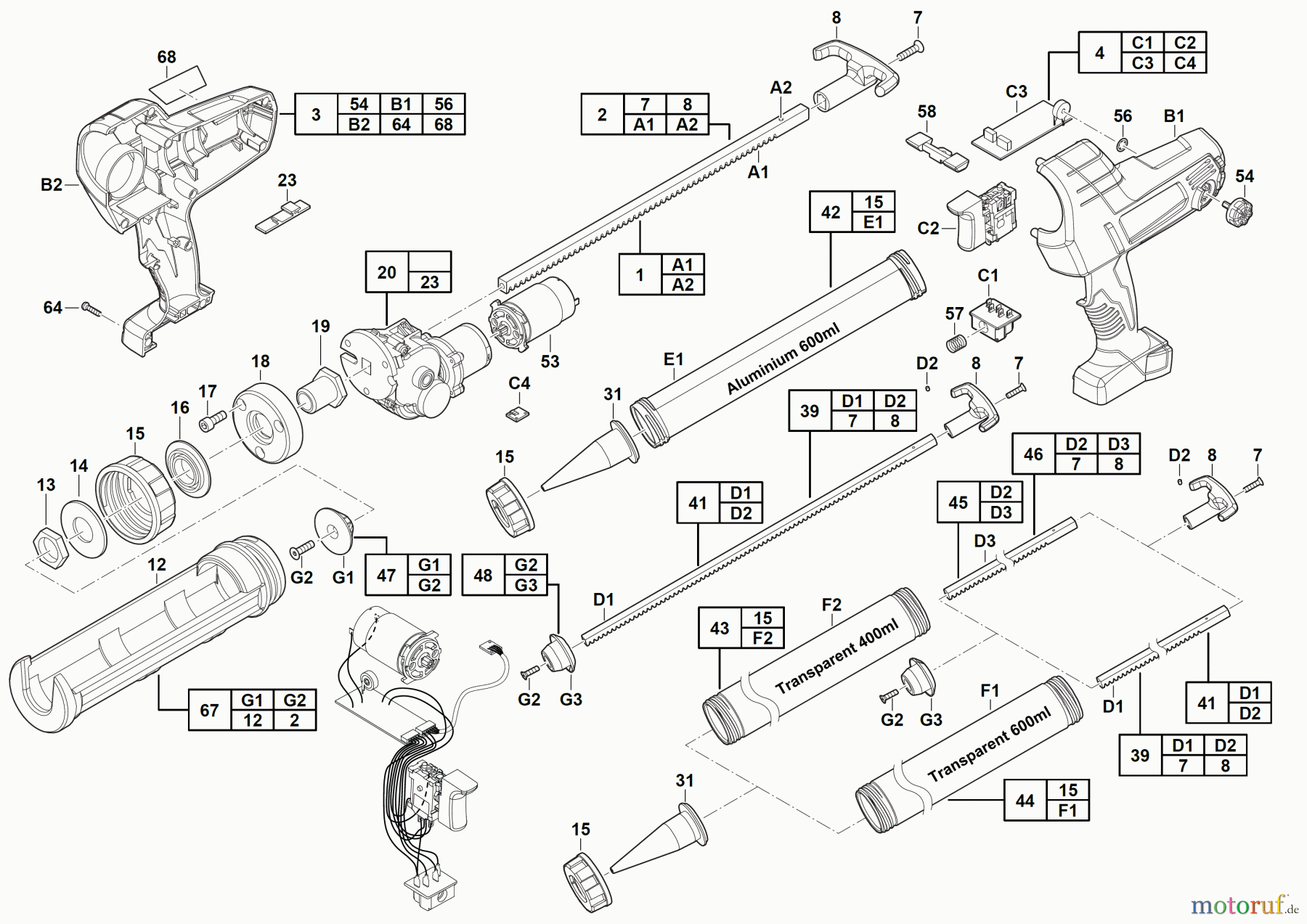 Milwaukee Akku-Geräte Andere Kartuschenpressen C18 PCG/400T-201B Seite 1