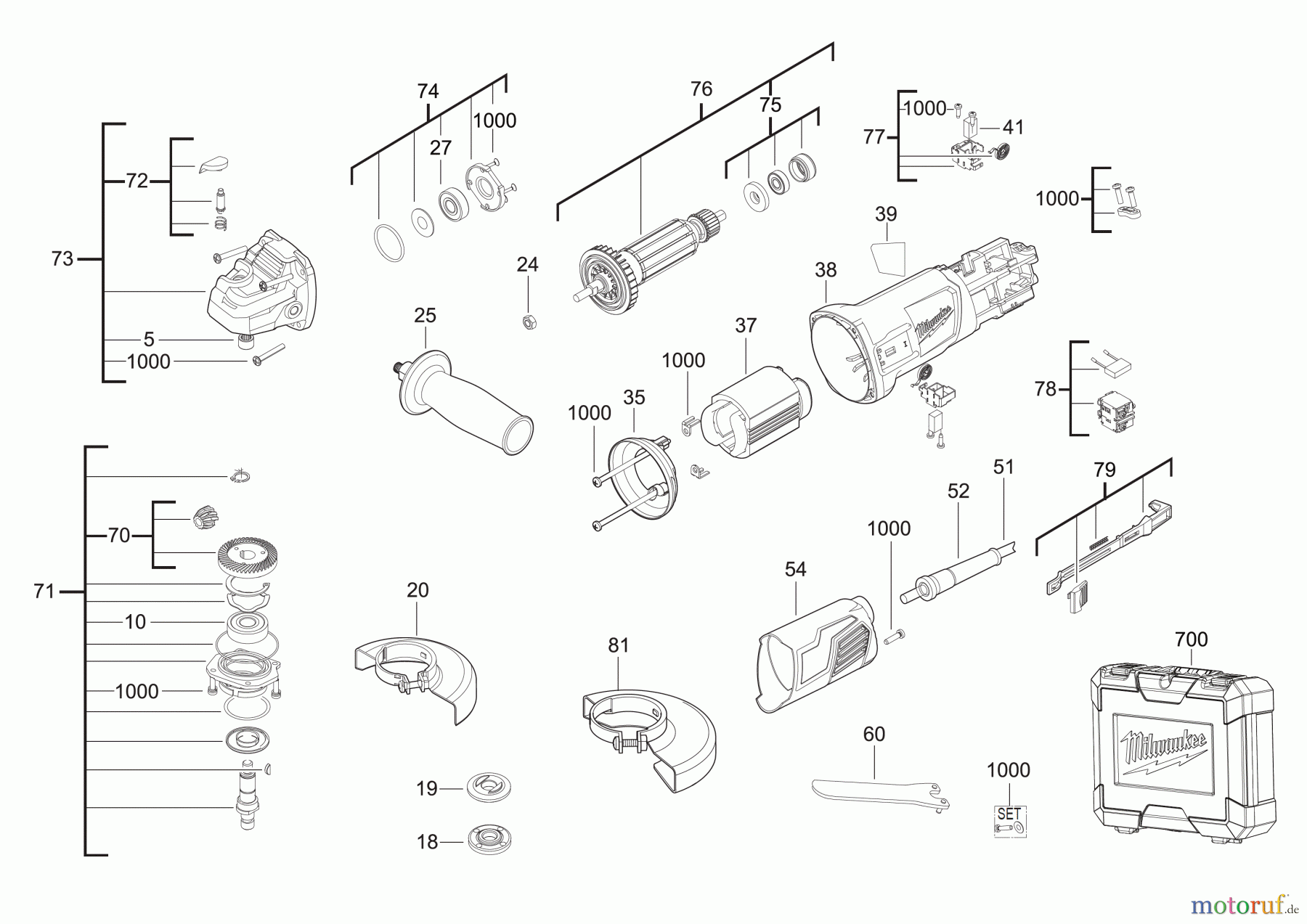  Milwaukee Kabelgeführte Geräte Schleifen und Polieren Schleifer 115mm AG 800-115 E Winkelschleifer Seite 1