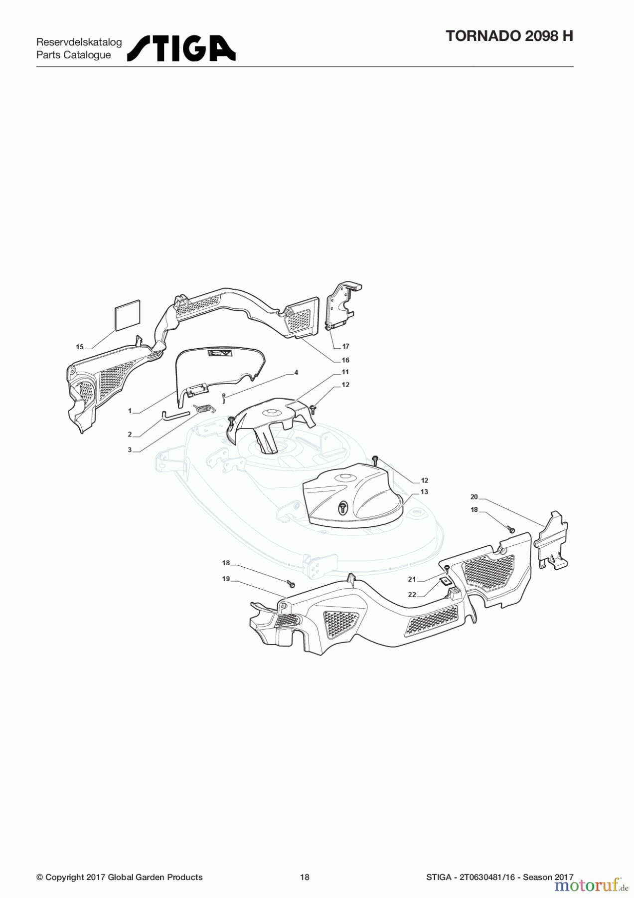  Stiga Aufsitzmäher Baujahr 2017 TORNADO 2098 H 2T0630481/16 - Season 2017 Guards