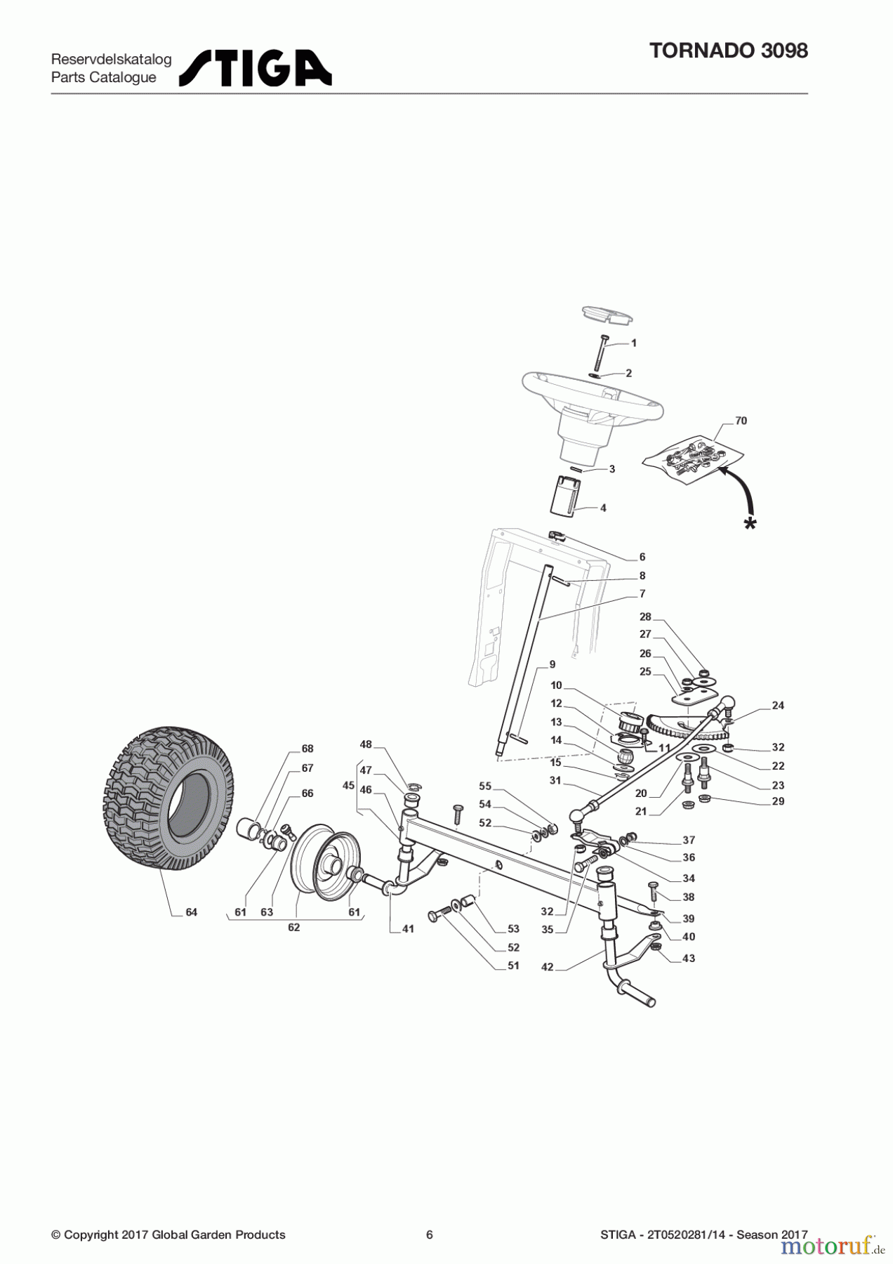  Stiga Aufsitzmäher Baujahr 2017 TORNADO 3098 2T0520281/14 - Season 2017 Steering