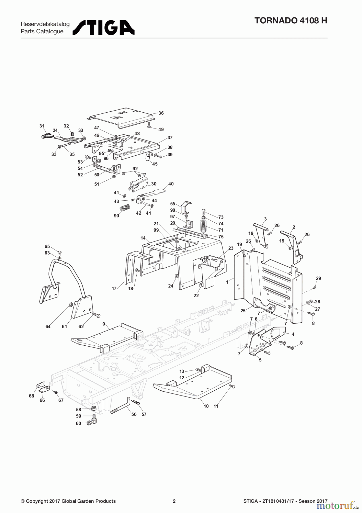  Stiga Aufsitzmäher Baujahr 2017 TORNADO 4108 H 2T1810481/17 - Season 2017 Chassis