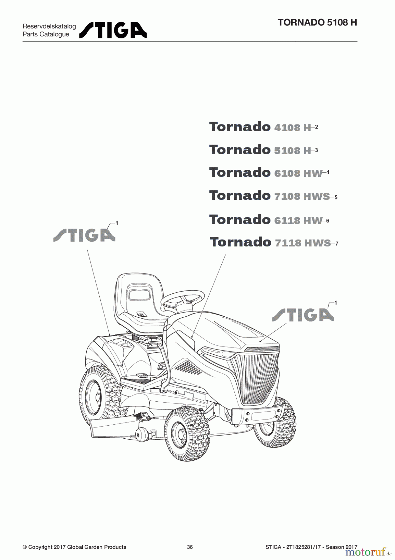  Stiga Rasentraktoren Estate, Tornado tractors 108cm Seitenauswurf Baujahr 2017 TORNADO 5108 H 2T1825281/17 - Season 2017 Aesthetic Labels