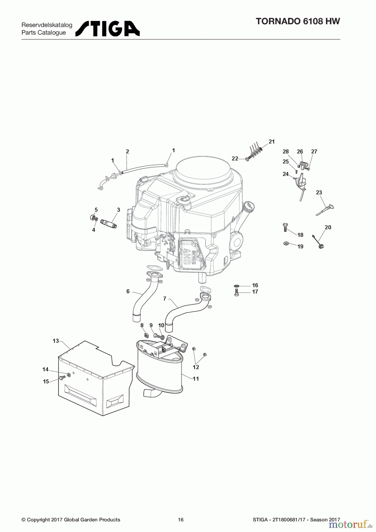  Stiga Aufsitzmäher Baujahr 2017 TORNADO 6108 HW 2T1800681/17 - Season 2017 Engine - Kawasaki