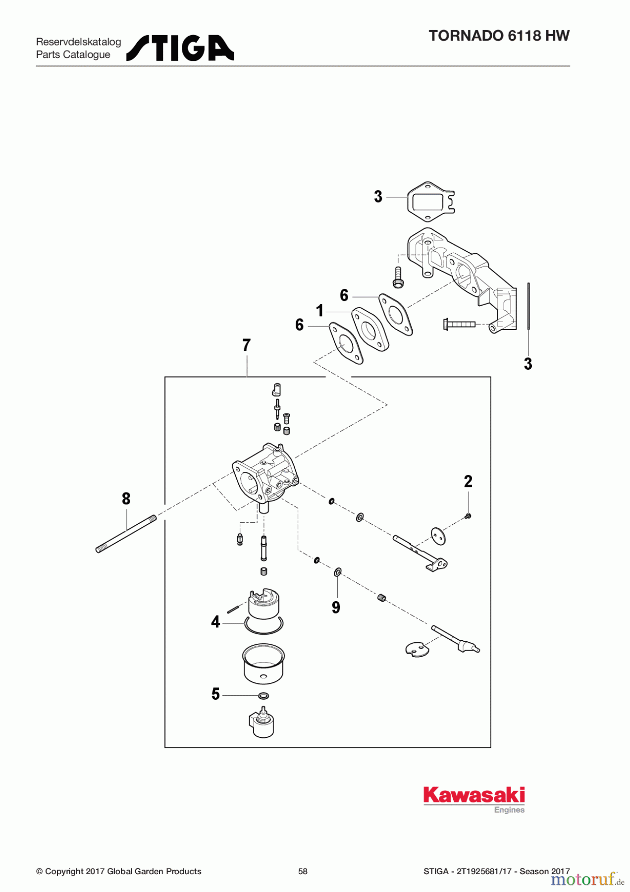  Stiga Aufsitzmäher Baujahr 2017 TORNADO 6118 HW 2T1925681/17 - Season 2017 Carburetor