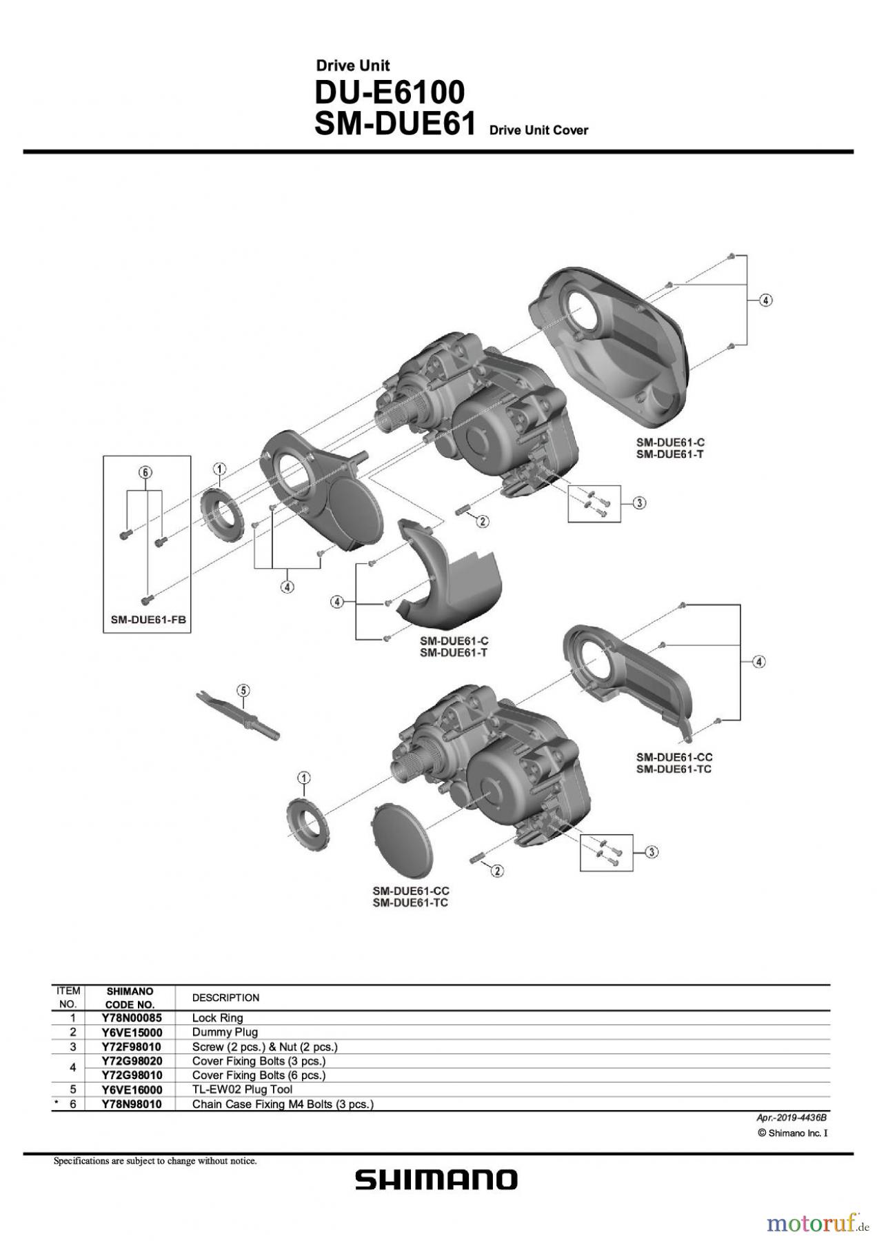  Shimano DU Drive Unit Antriebseinheit (E-Bike) DU-E6100