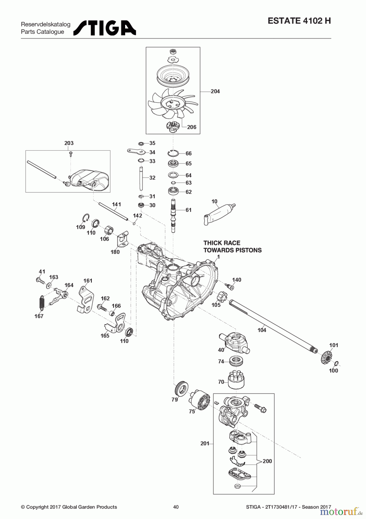  Stiga Aufsitzmäher Baujahr 2017 ESTATE 4102 H 2T1730481/17 - Season 2017 Transmission Unit, Hydro-Gear T2-ADBF-2X3C-17X1