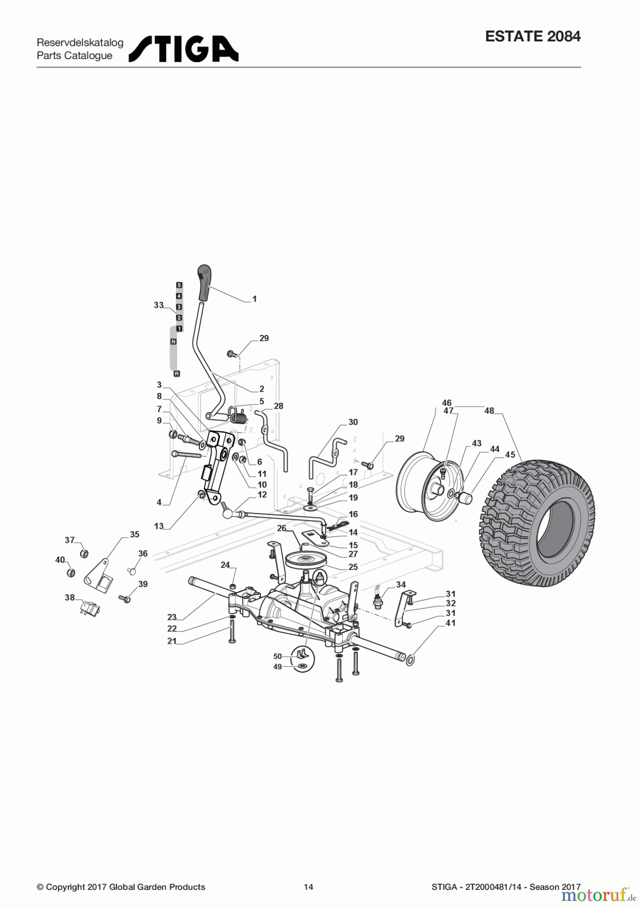  Stiga Aufsitzmäher Baujahr 2017 ESTATE 2084 2T2000481/14 - Season 2017 Transmission