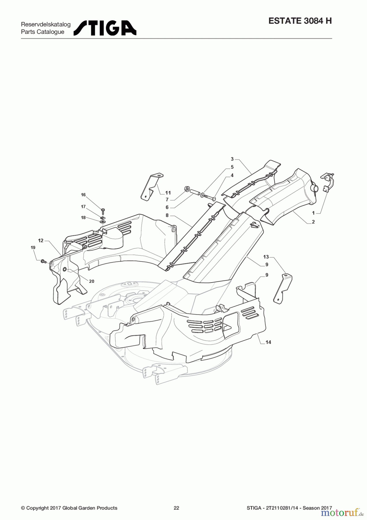  Stiga Rasentraktoren Estate, Tornado tractors 84 cm Sammelfunktion 2017 ESTATE 3084 H 2T2110281/14 - Season 2017 Belt Protections