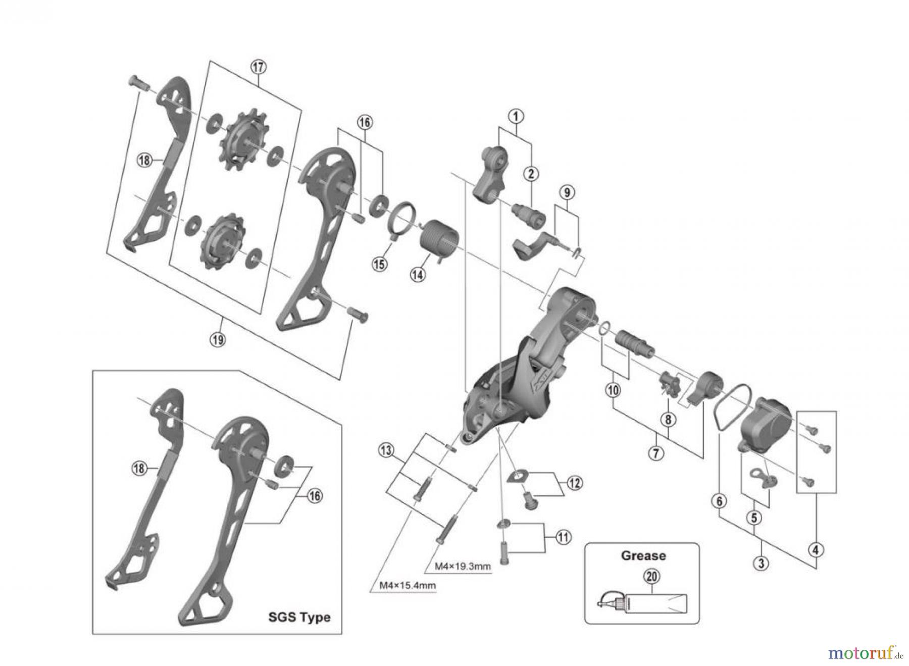  Shimano RD Rear Derailleur - Schaltwerk RD-M8000 (-3859C) DEORE XT Rear Derailleur (11-speed)