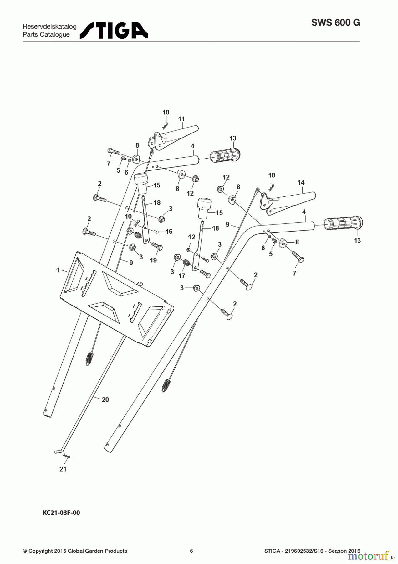  Stiga Kehrmaschinen Benzin 2017 SWS 600 G 219602532/S16 - Season 2017 Handle