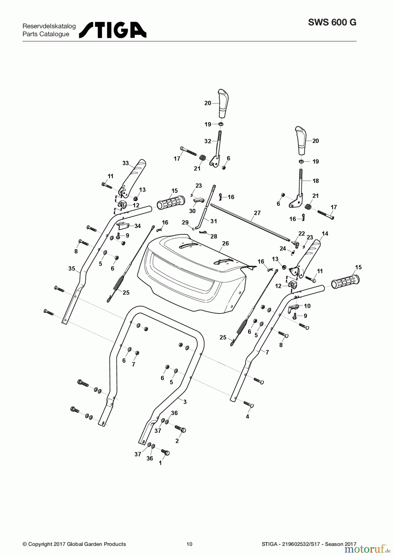  Stiga Kehrmaschinen Baujahr 2017 2017 SWS 600 G 219602532/S17 - Season 2017 Handle