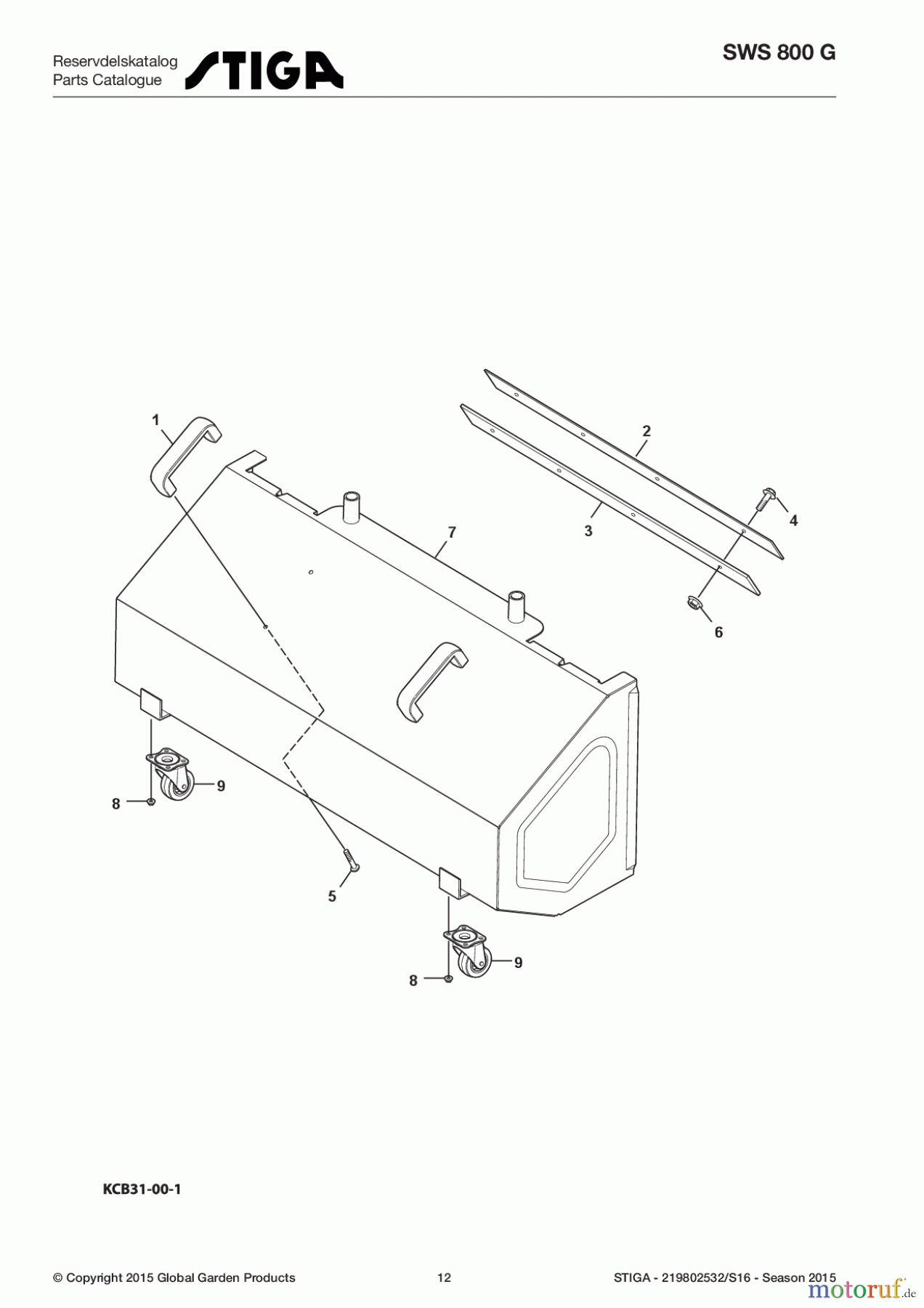  Stiga Kehrmaschinen Benzin 2017 SWS 800 G 219802532/S16 - Season 2017 Collecting Box