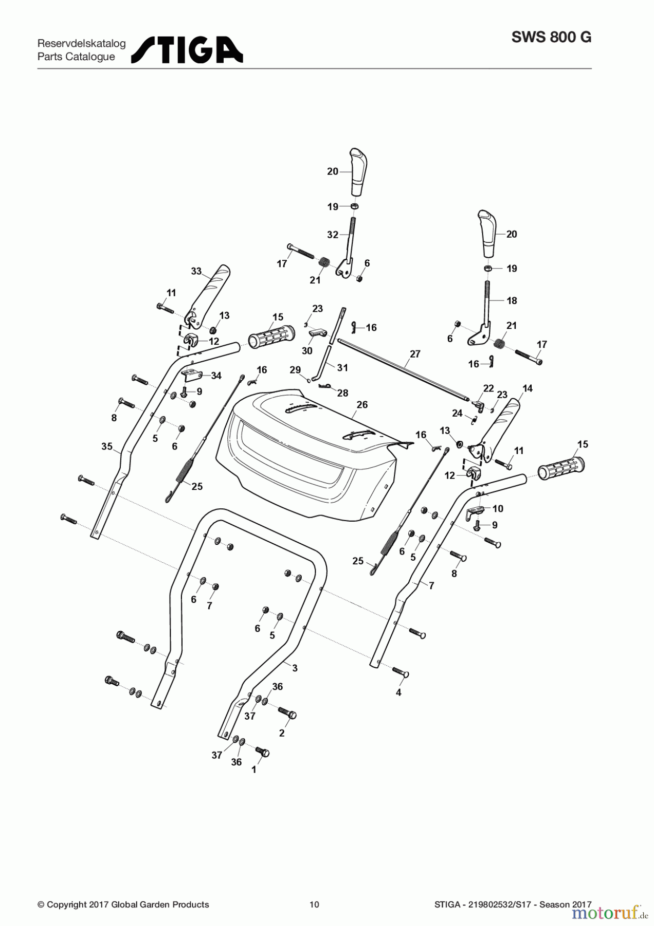  Stiga Kehrmaschinen Benzin 2017 SWS 800 G 219802532/S17 - Season 2017 Handle