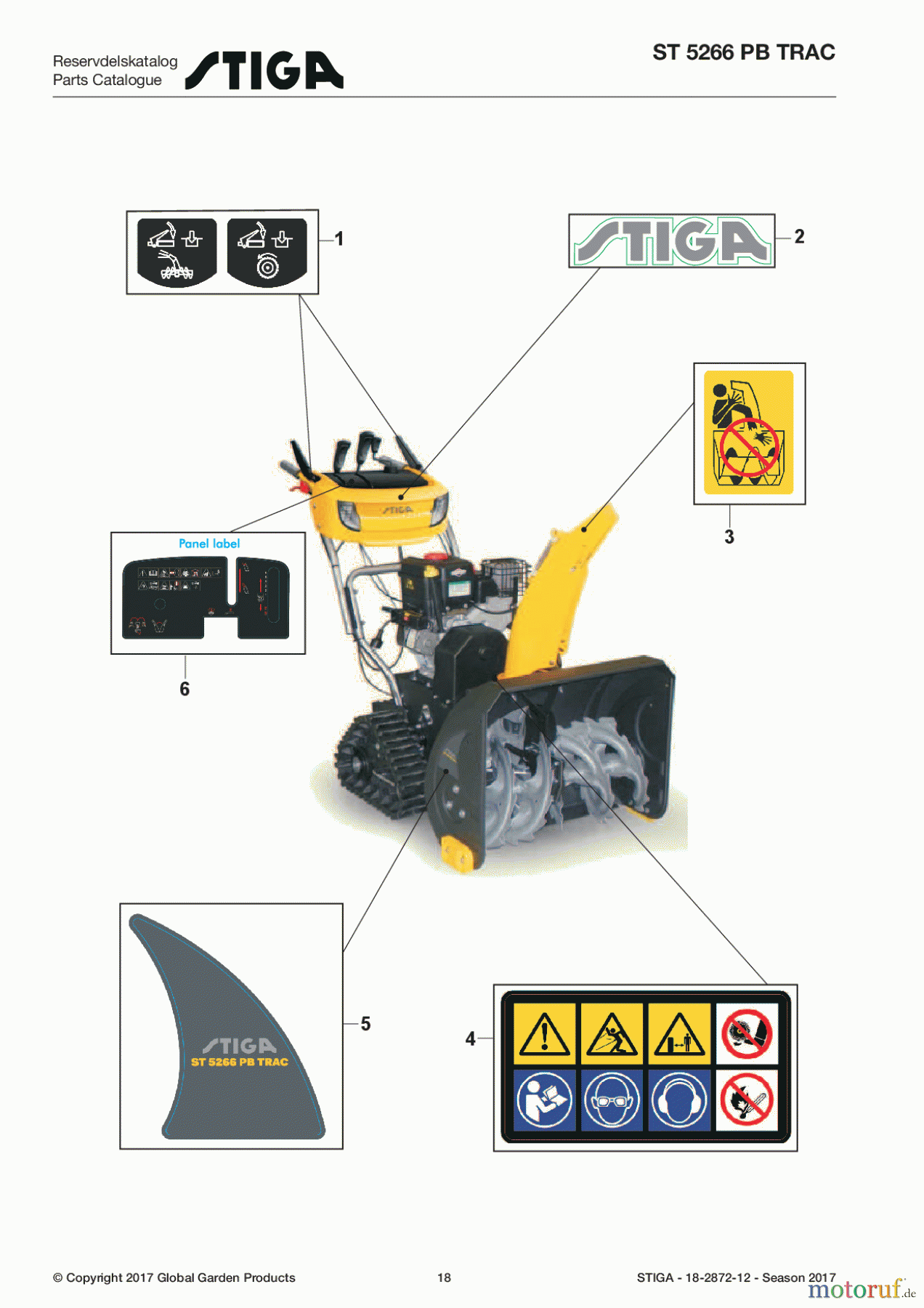  Stiga Schneefräsen Schneefräsen Benzin 2017 ST 5266 PB TRAC 18-2872-12 - Season 2017 Labels