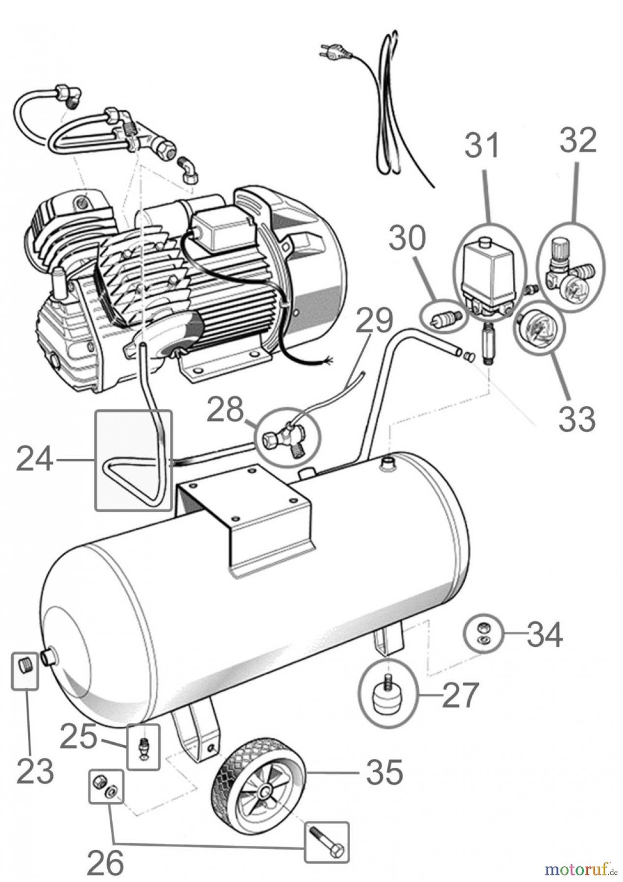  Güde Drucklufttechnik Kompressoren-Sets Ölgeschmiert bis 50l Kessel Kompressor-Set 402/10/50 15-tlg. - 72092 Ersatzteileversion  FSL72092-01 Seite 2