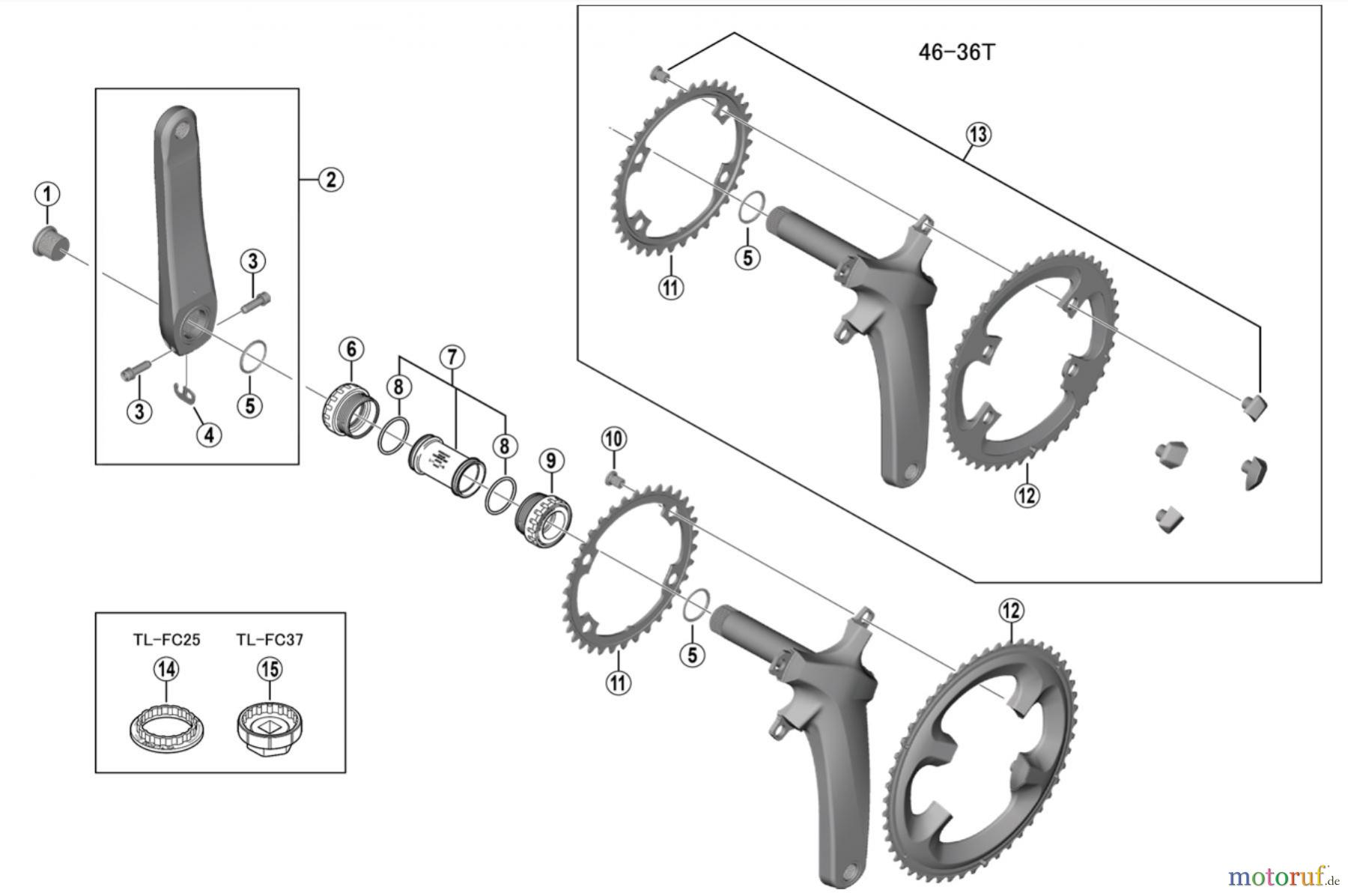  Shimano FC Front Chainwheel - Kurbelsatz, Vorderes Kettenblatt FC-R8000  ULTEGRA Crankset